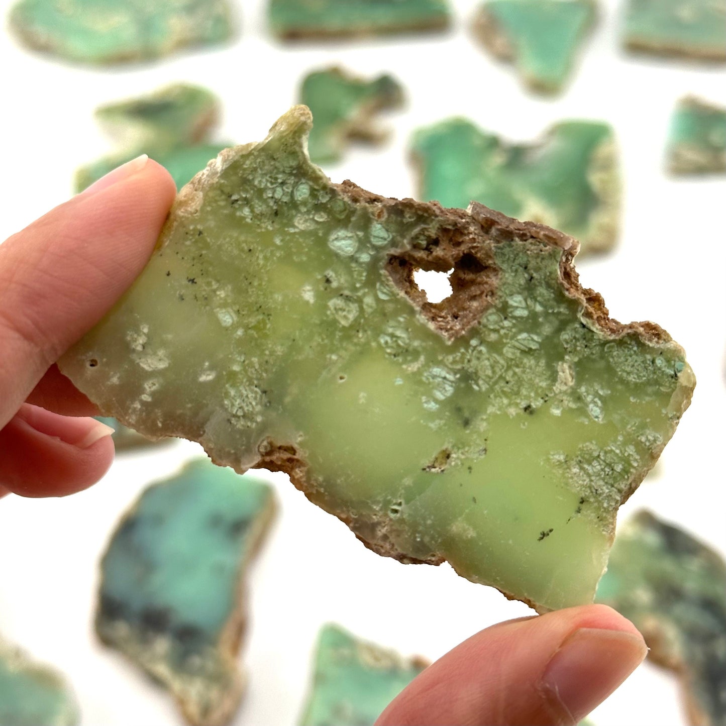 Mint Chrysoprase Slice (Indonesia) | polished green chrysoprase, chrysoprase slice, green chalcedony, mineral specimen
