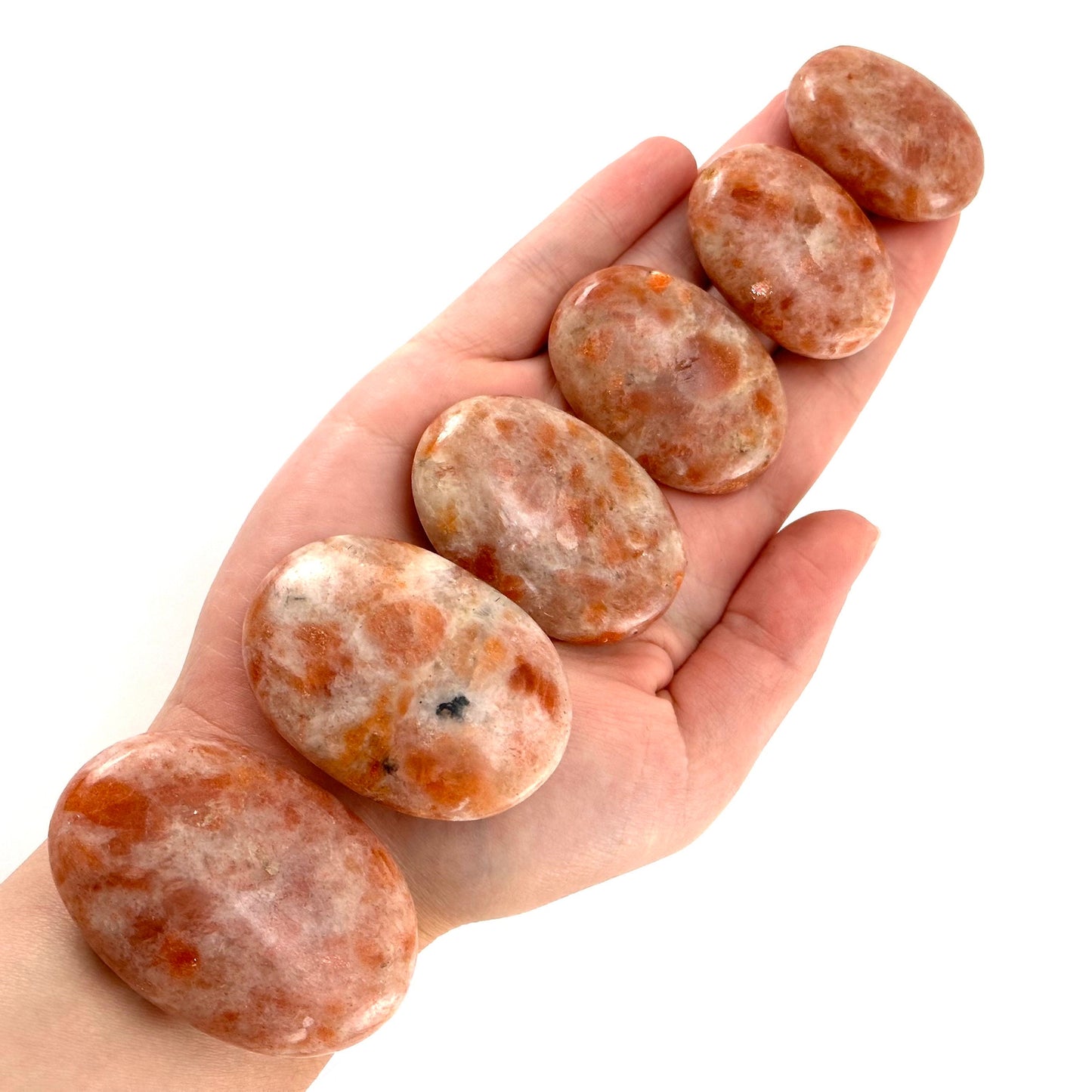 Sunstone Palm Stone (India) | sun stone palmstone, pocket stone, worry stone, Sunstone, flashy sunstone