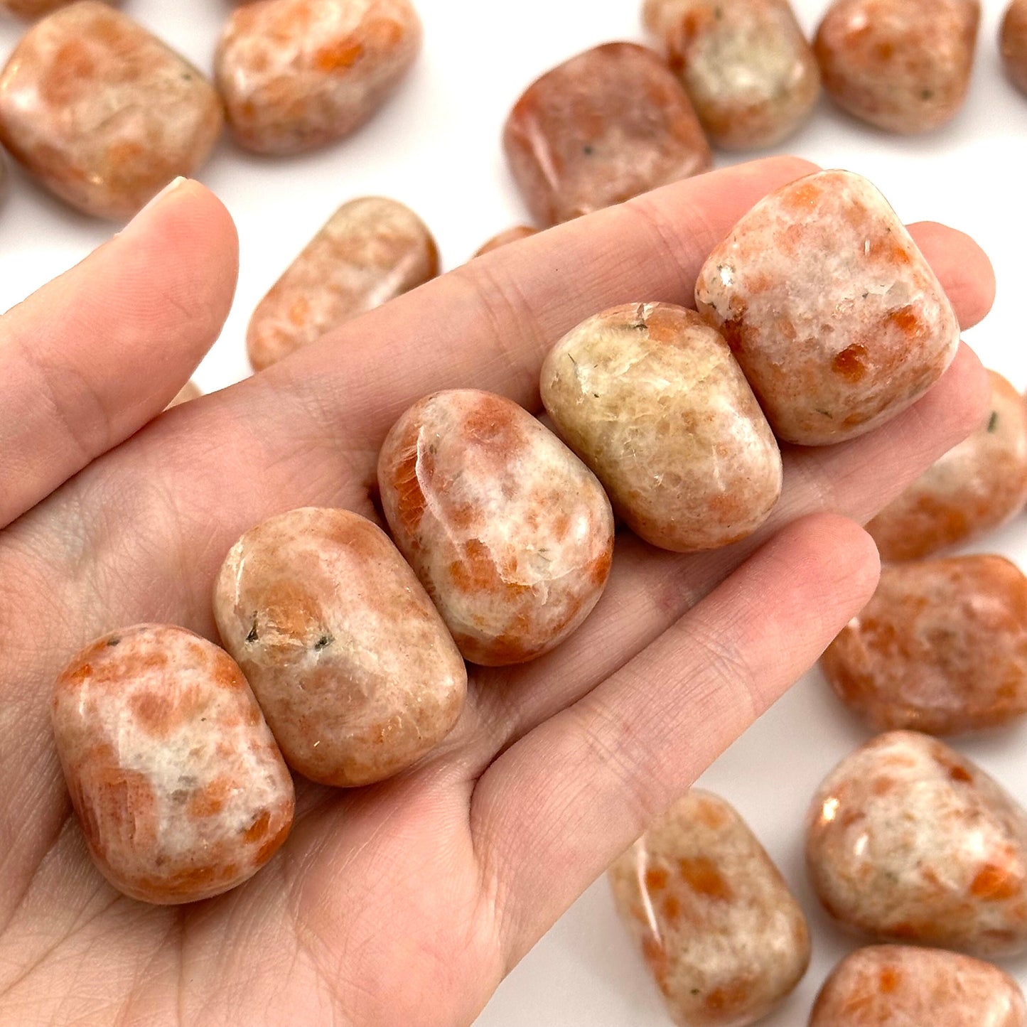 ONE Sunstone Tumble (India) | tumbled sunstone, sunstone crystal, flashy sunstone, worry stone