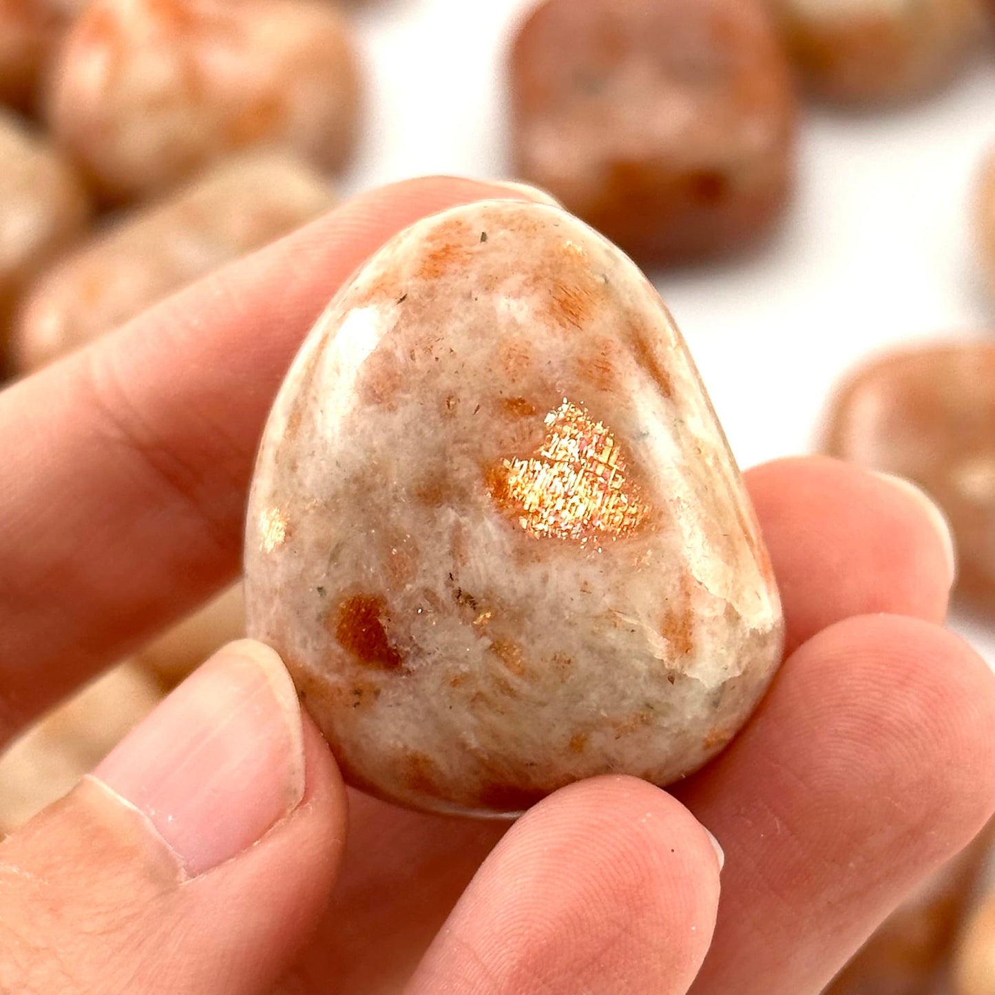 ONE Sunstone Tumble (India) | tumbled sunstone, sunstone crystal, flashy sunstone, worry stone