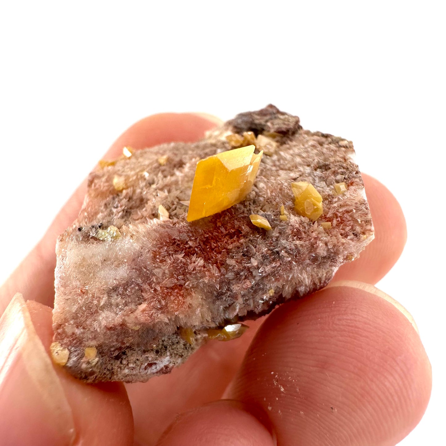 Wulfenite with Mimetite (Mexico), raw wulfenite, yellow wulfenite, wulfenite on matrix, mimetite, mineral specimen