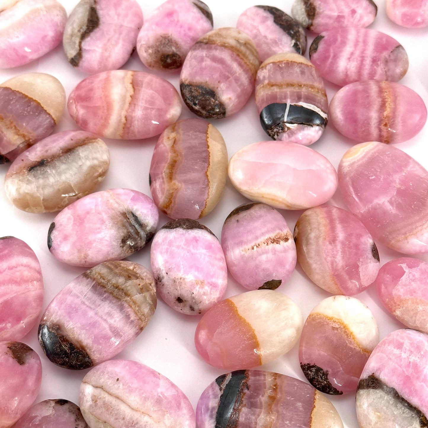 Rare! Pink Aragonite Palm Stone, natural pink aragonite, pink aragonite palmstone, palm stone, worry stone