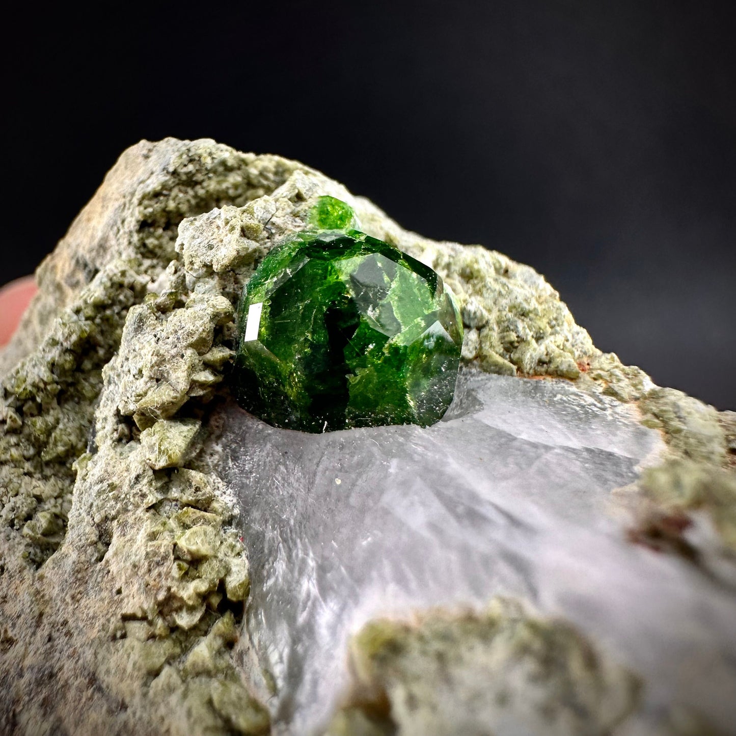 Demantoid Garnet on Matrix (BeIqeys Mountain) | green garnet, rare minerals, demantoid garnet crystal, mineral specimen