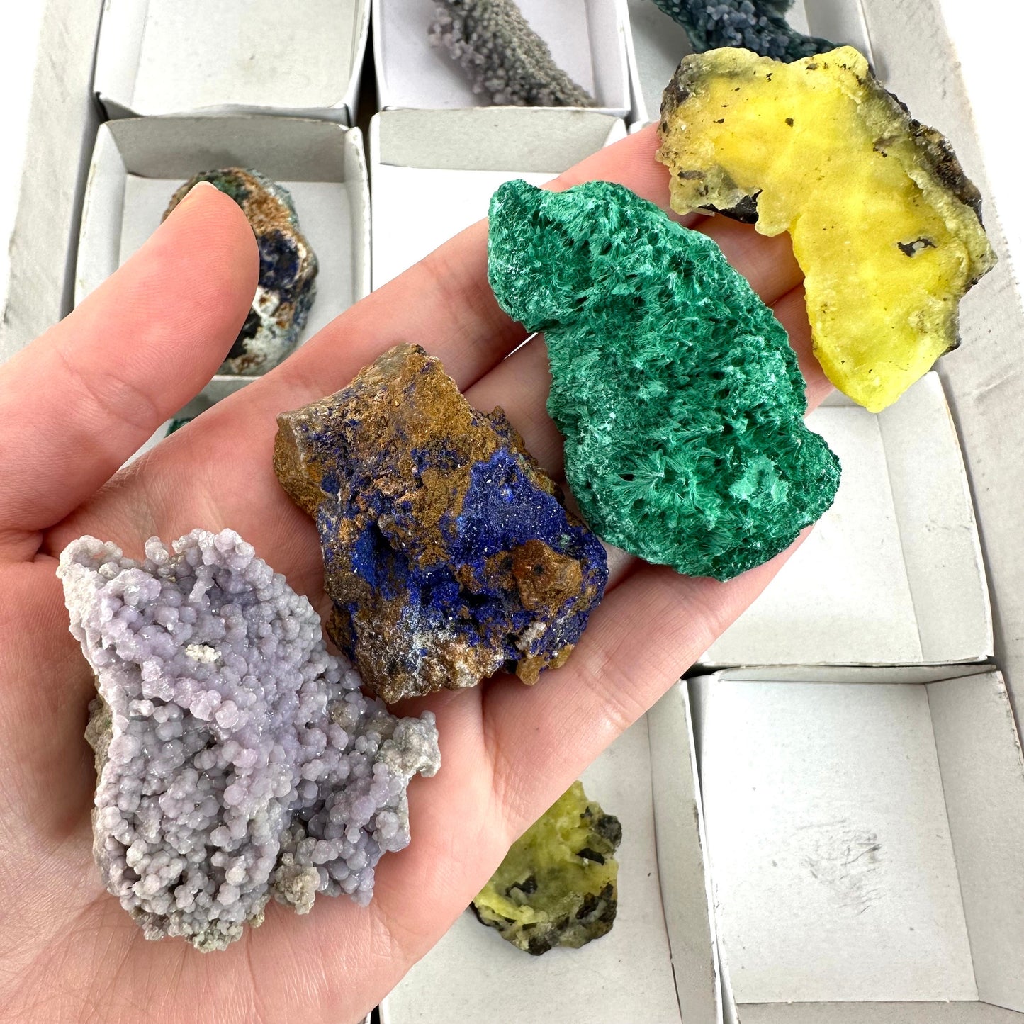 12pcs Wholesale Mixed Minerals, wholesale crystals, velvet malachite, azurite, brucite crystal, bulk crystals, crystal tray