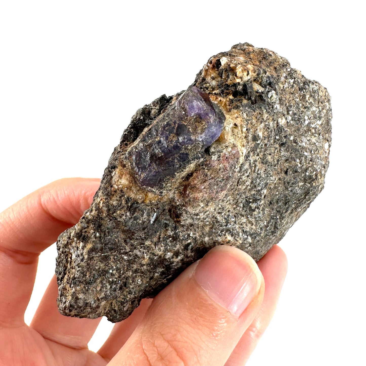 Sapphire on Matrix (Madagascar) | natural blue sapphire, purple sapphire, corundum var. sapphire, mineral specimen, rare crystals