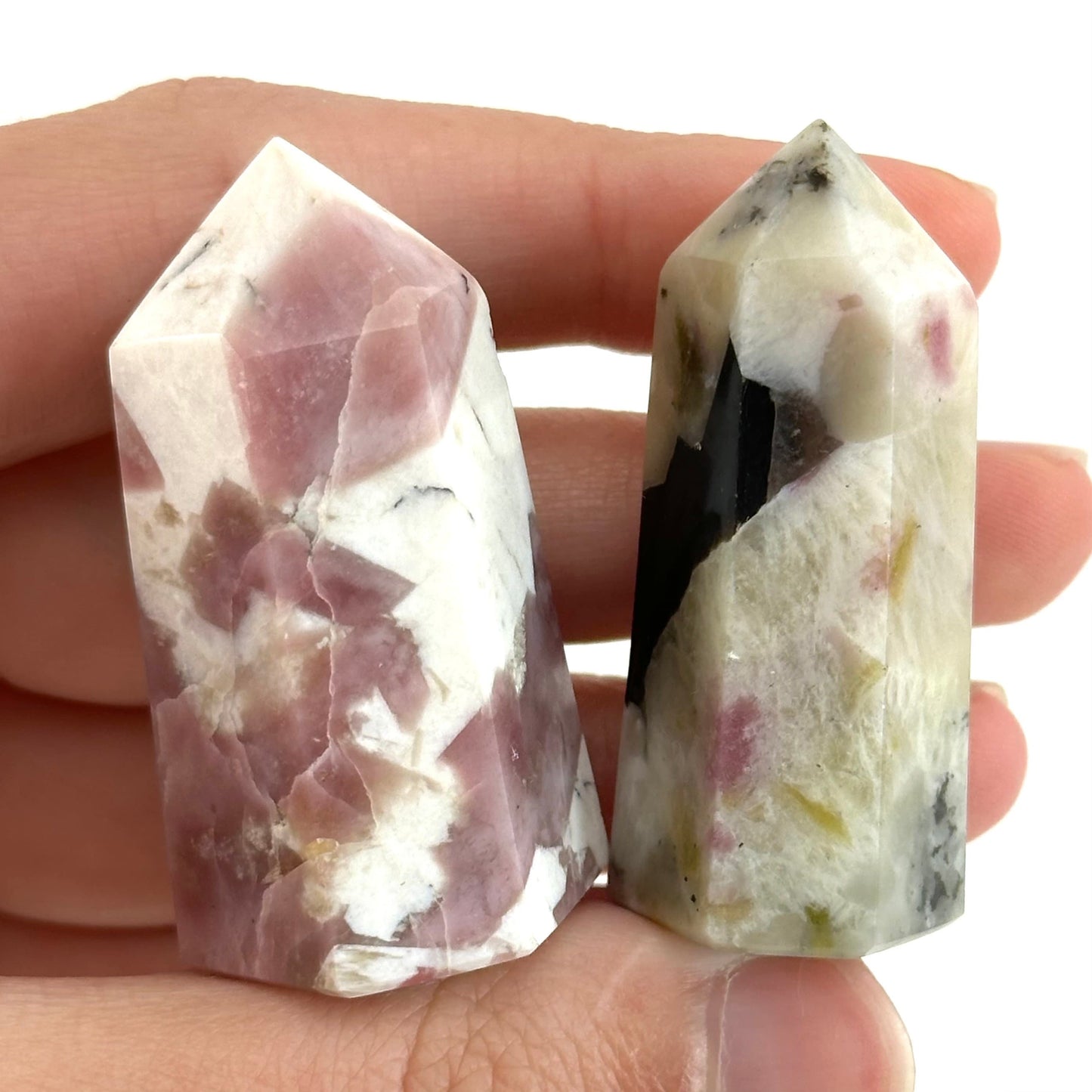 Mystic Mica Point, Epidote with Lepidolite tower, crystal point, pink crystal, epidote and lepidolite, lepidolite crystal, crystal tower