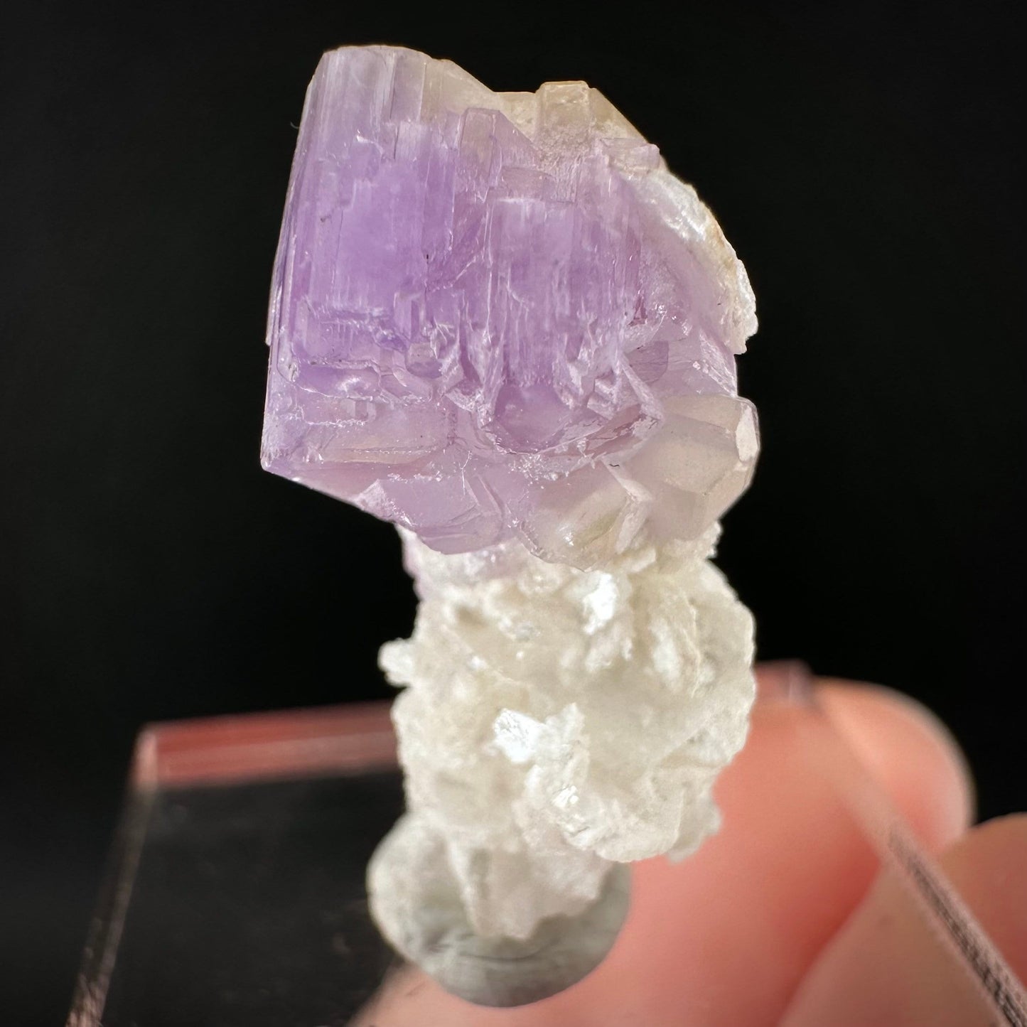 Purple Fluorapatite on Albite (Afghanistan), natural purple apatite, terminated apatite crystal, mineral specimen, rare gems, fluorapatite