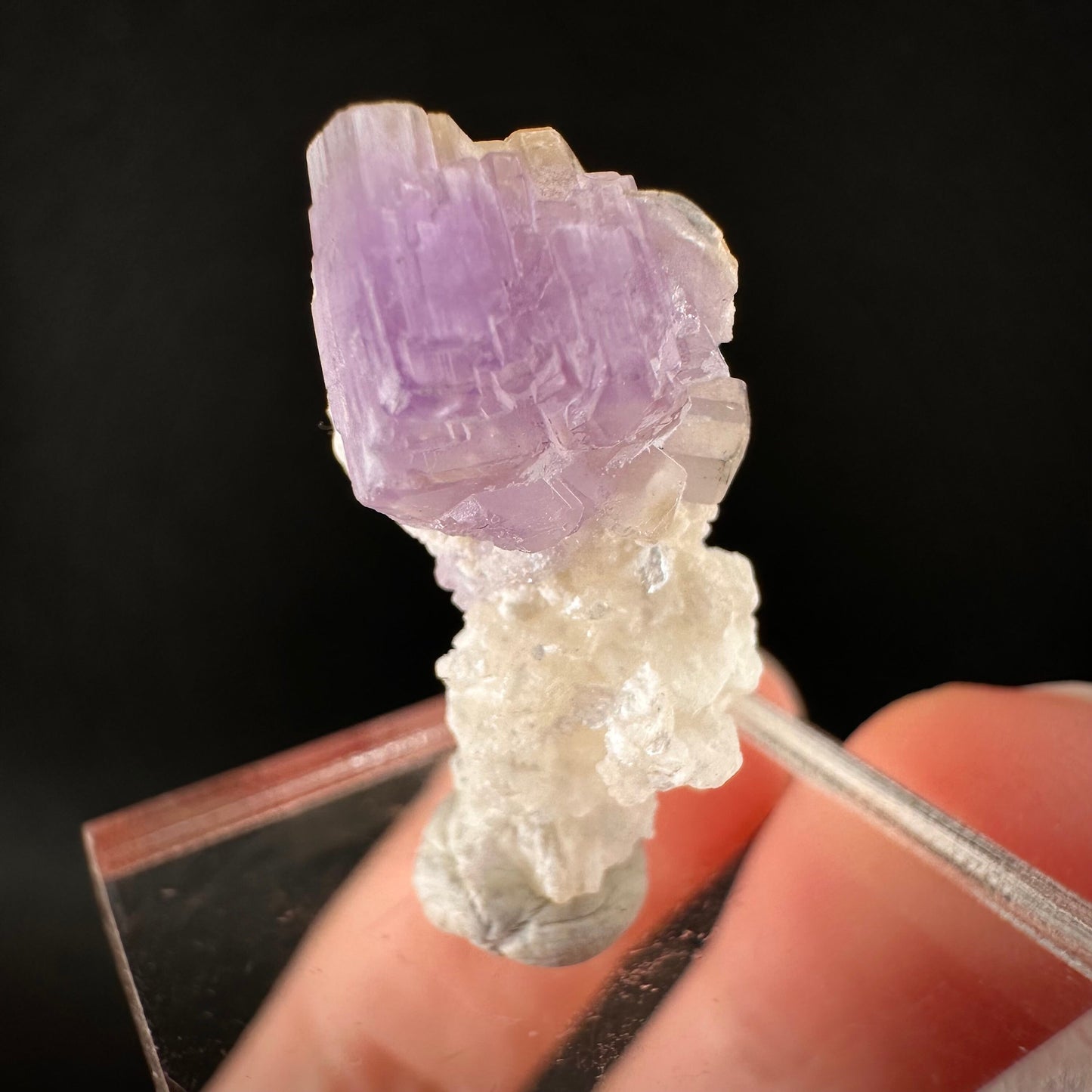 Purple Fluorapatite on Albite (Afghanistan), natural purple apatite, terminated apatite crystal, mineral specimen, rare gems, fluorapatite