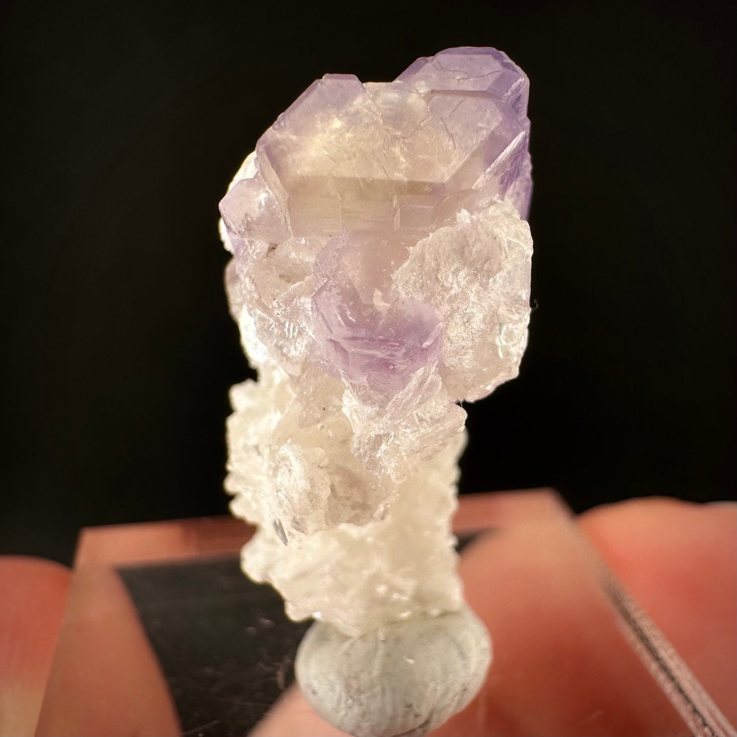 Purple Fluorapatite on Albite (Afghanistan), natural purple apatite, terminated apatite crystal, mineral specimen, rare gems, fluorapatite