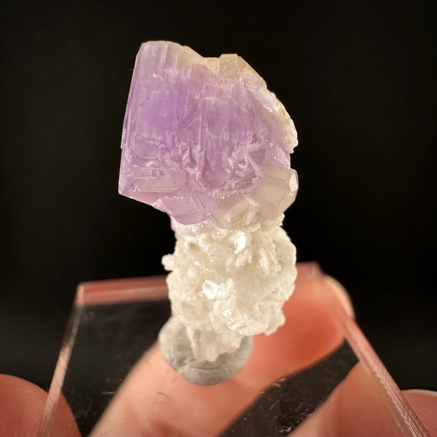 Purple Fluorapatite on Albite (Afghanistan), natural purple apatite, terminated apatite crystal, mineral specimen, rare gems, fluorapatite
