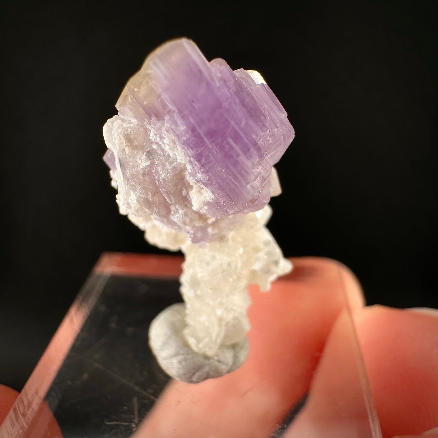Purple Fluorapatite on Albite (Afghanistan), natural purple apatite, terminated apatite crystal, mineral specimen, rare gems, fluorapatite