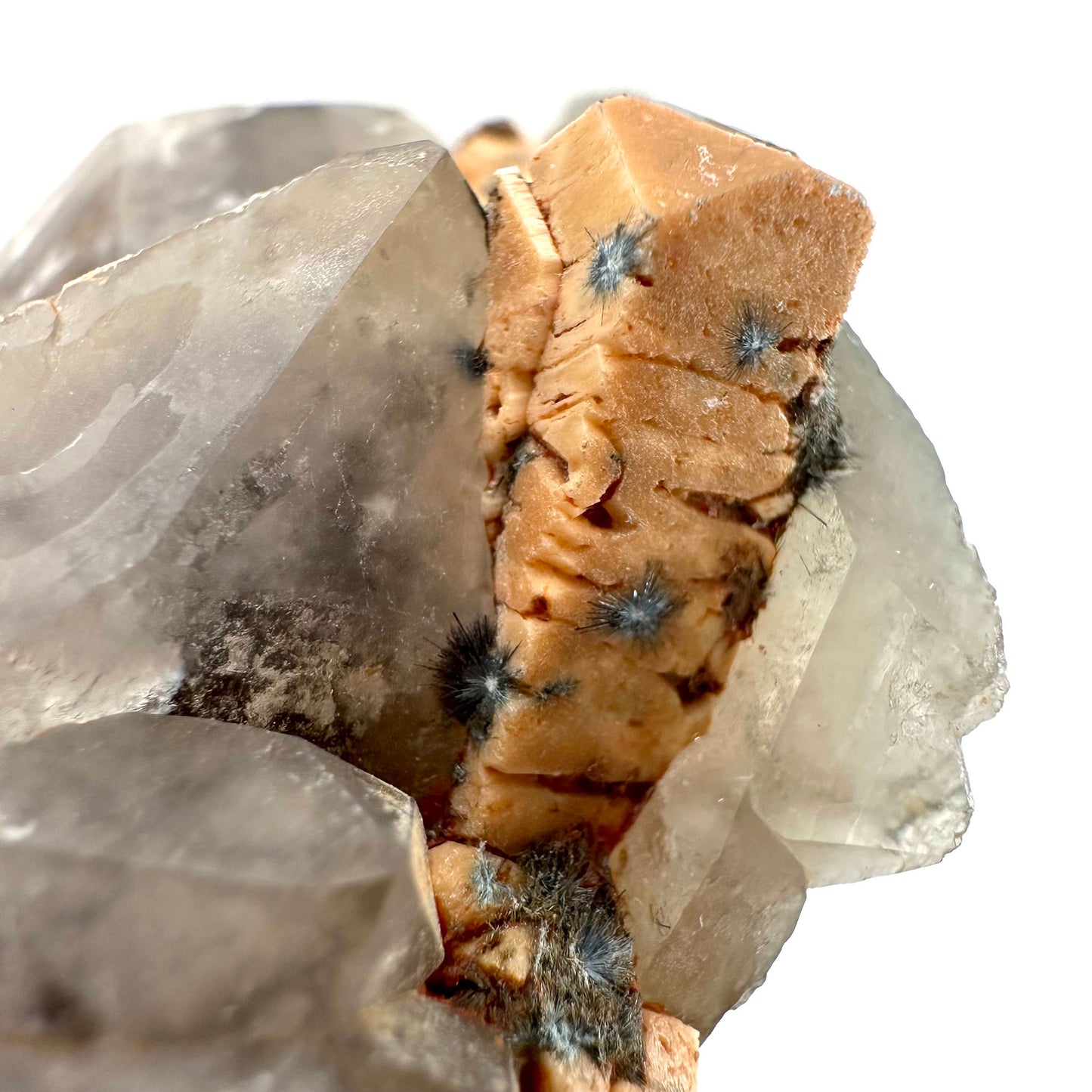 Gitter Quartz with Feldspar & Foitite (Namibia) | lattice quartz, smoky quartz crystal, smoky quartz point, quartz crystal, crystals