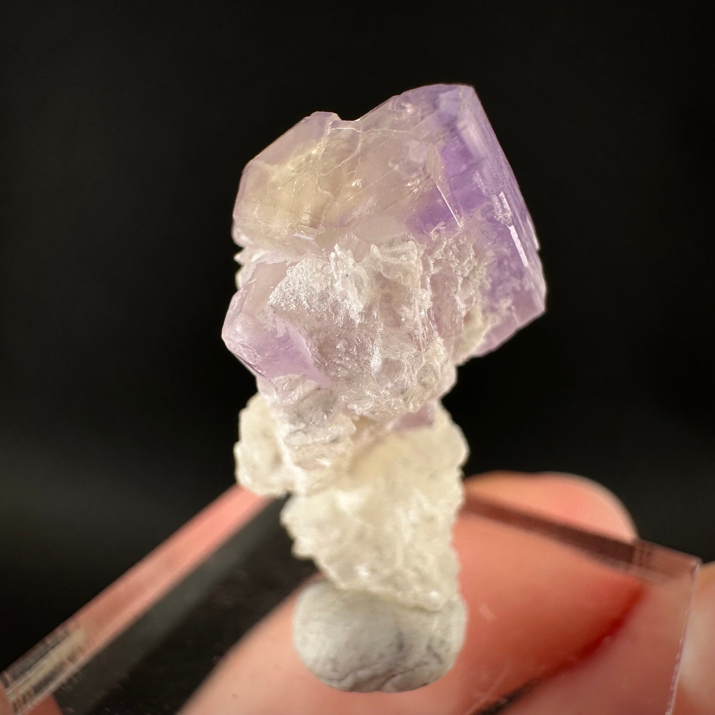 Purple Fluorapatite on Albite (Afghanistan), natural purple apatite, terminated apatite crystal, mineral specimen, rare gems, fluorapatite
