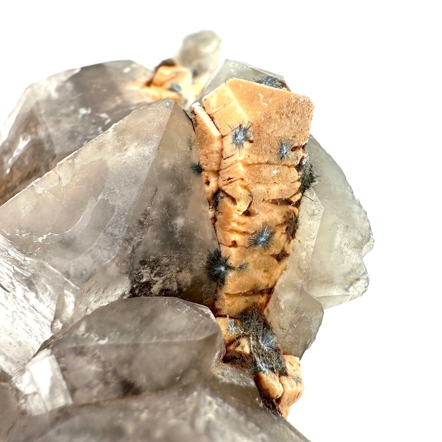 Gitter Quartz with Feldspar & Foitite (Namibia) | lattice quartz, smoky quartz crystal, smoky quartz point, quartz crystal, crystals