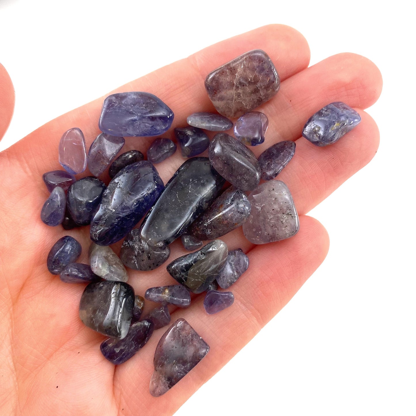 20g of Iolite, mini tumbled stones, tumbled crystal, tumbled cordierite, iolite chips