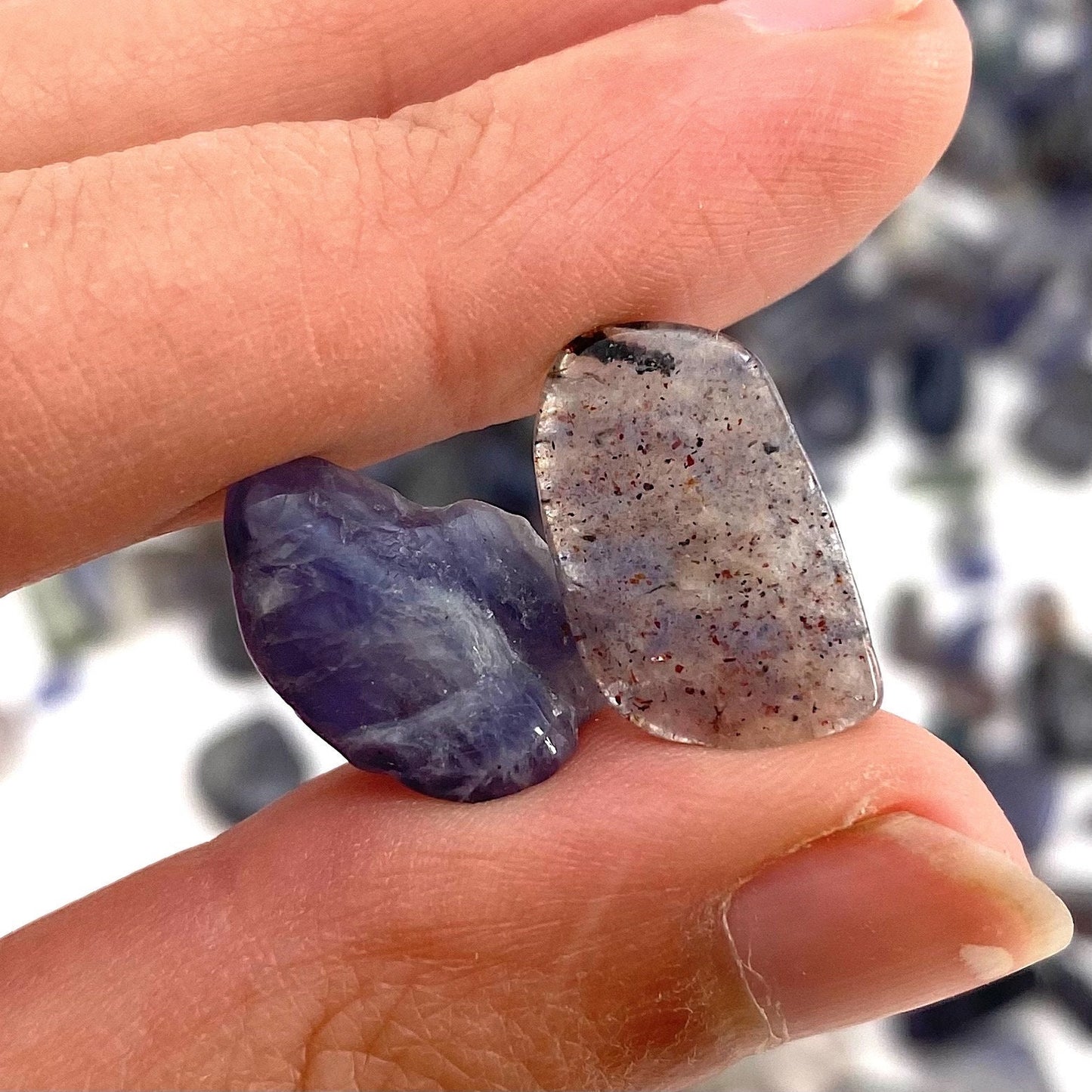 20g of Iolite, mini tumbled stones, tumbled crystal, tumbled cordierite, iolite chips