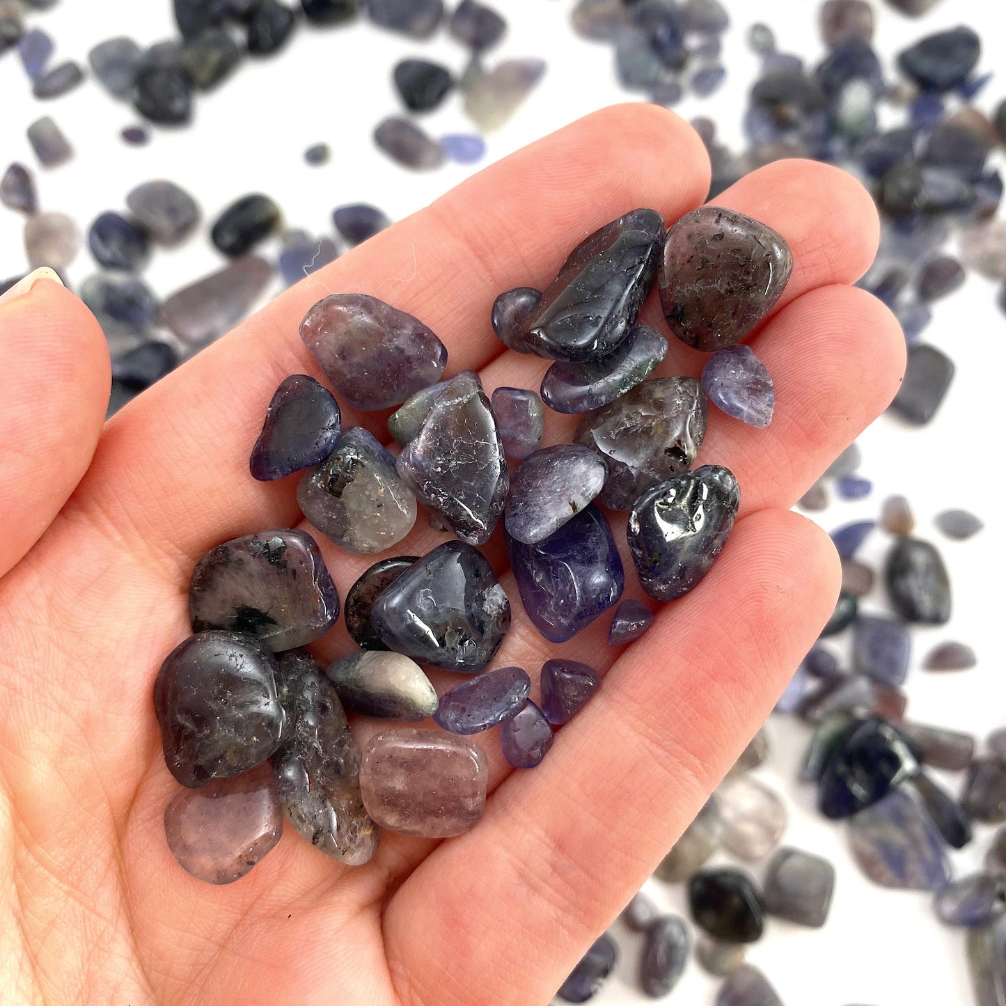 20g of Iolite, mini tumbled stones, tumbled crystal, tumbled cordierite, iolite chips