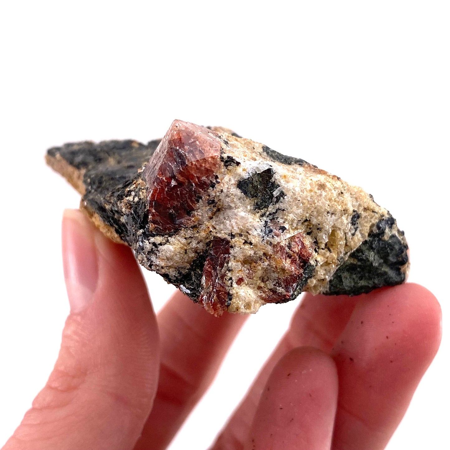 Red Zircon on Matrix (Pakistan) | natural red zircon, raw zircon, zircon crystal, natural crystal, mineral specimen, rare crystals