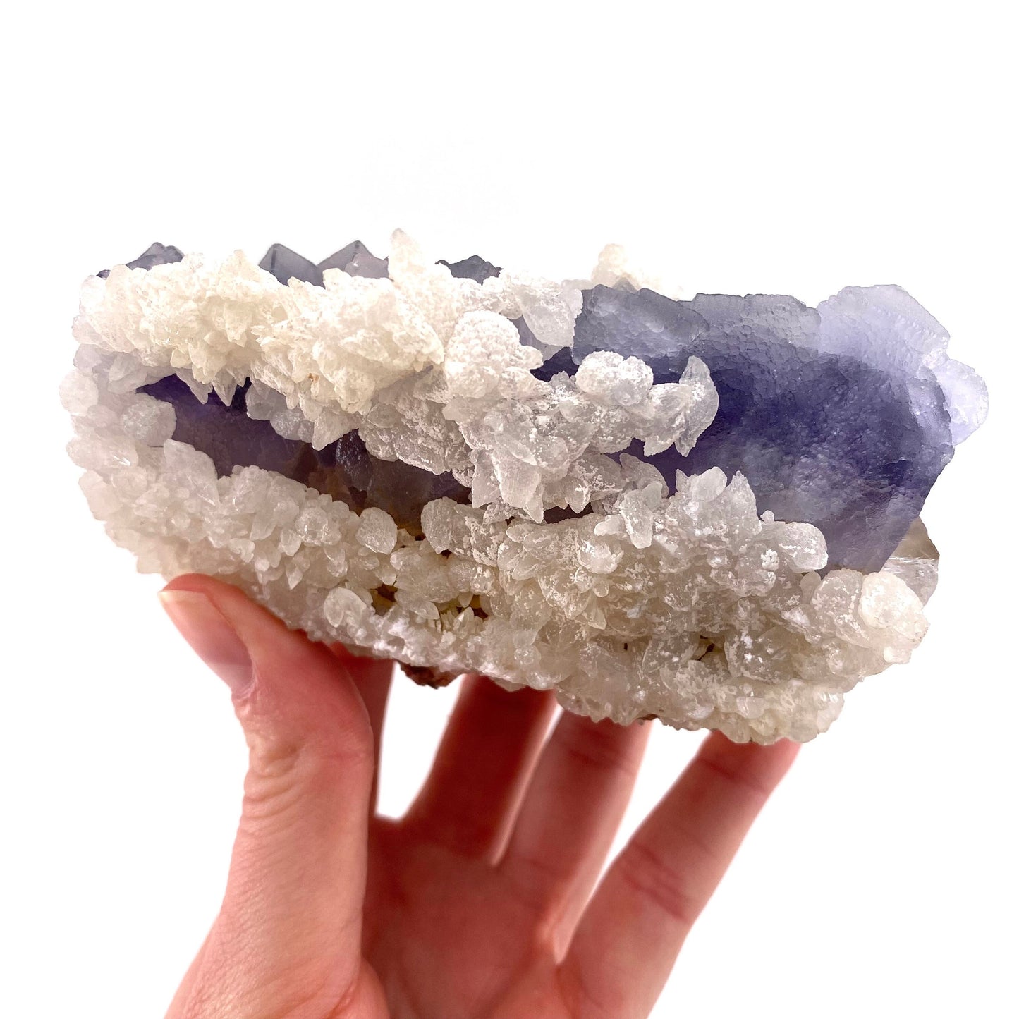 Purple Cubic Fluorite with Calcite (Pakistan) | purple fluorite, raw fluorite, fluorite cluster, purple fluorite