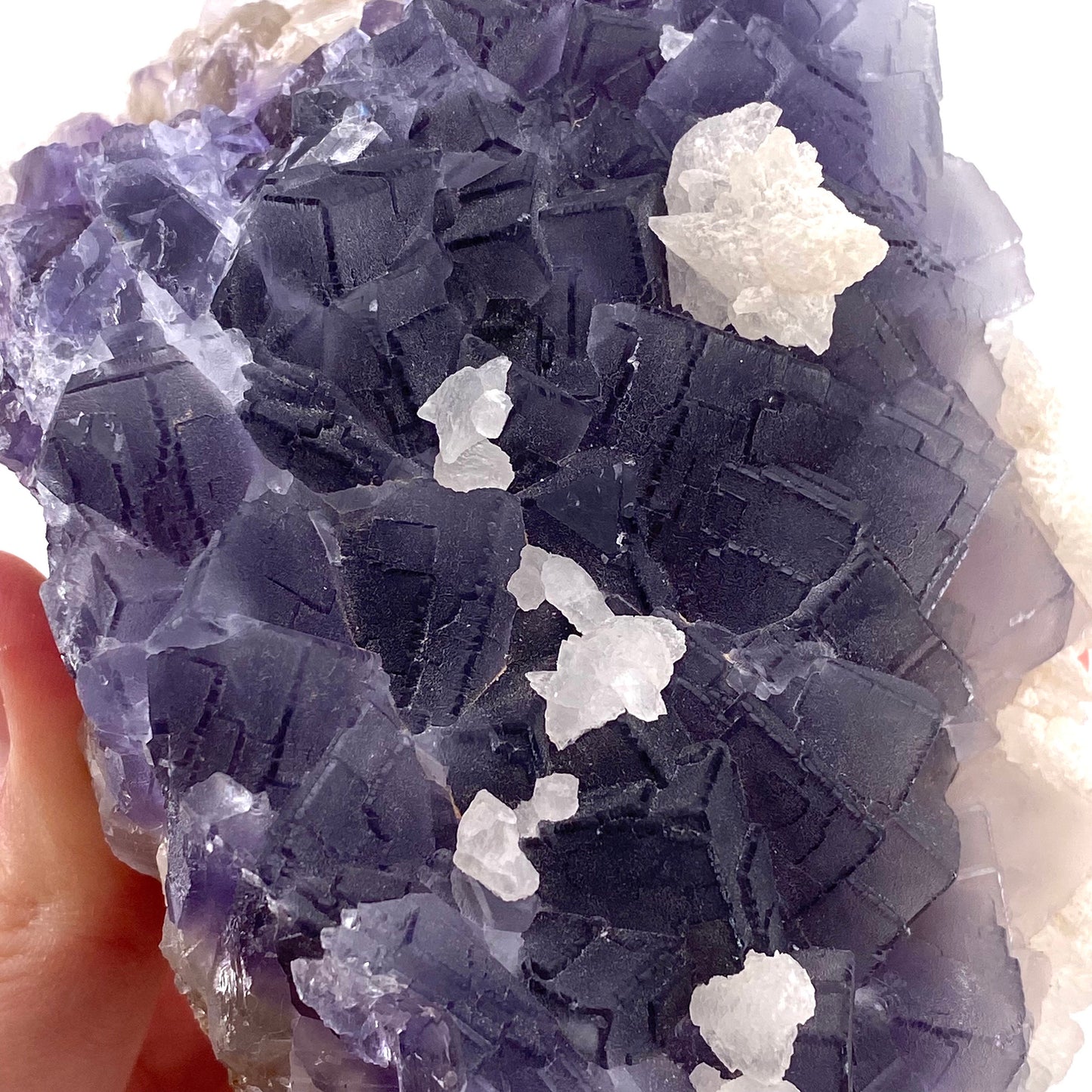 Purple Cubic Fluorite with Calcite (Pakistan) | purple fluorite, raw fluorite, fluorite cluster, purple fluorite