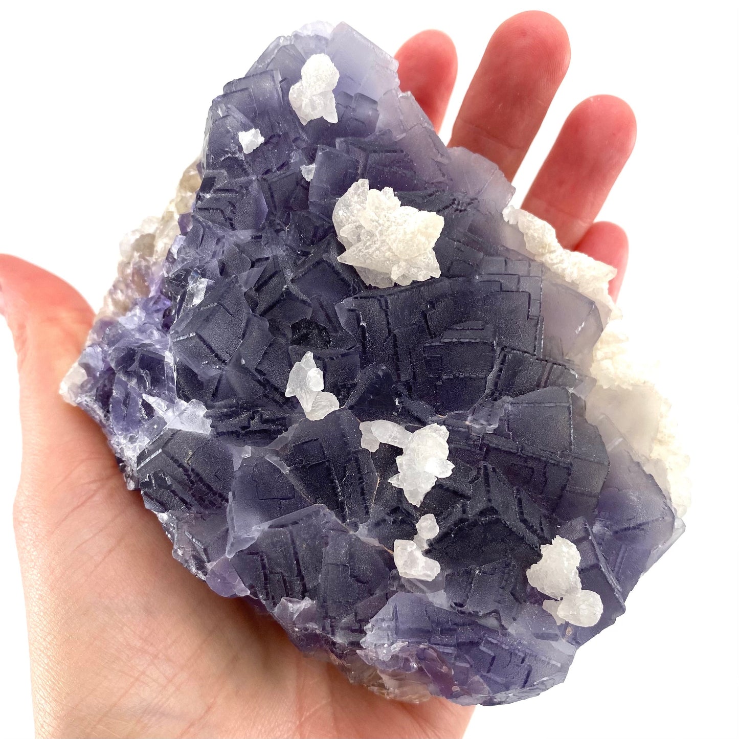Purple Cubic Fluorite with Calcite (Pakistan) | purple fluorite, raw fluorite, fluorite cluster, purple fluorite