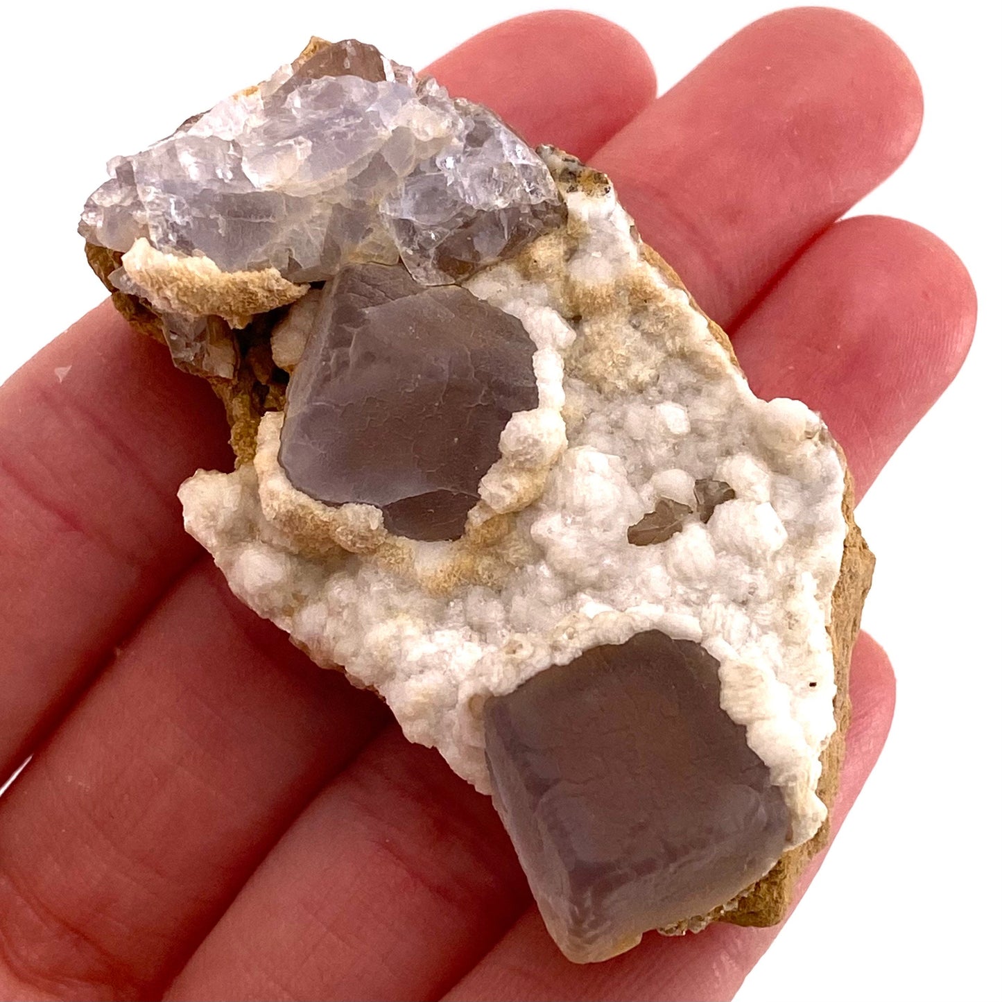 Purple Cubic Fluorite with Calcite (Pakistan) | purple fluorite, raw fluorite, fluorite cluster, purple fluorite