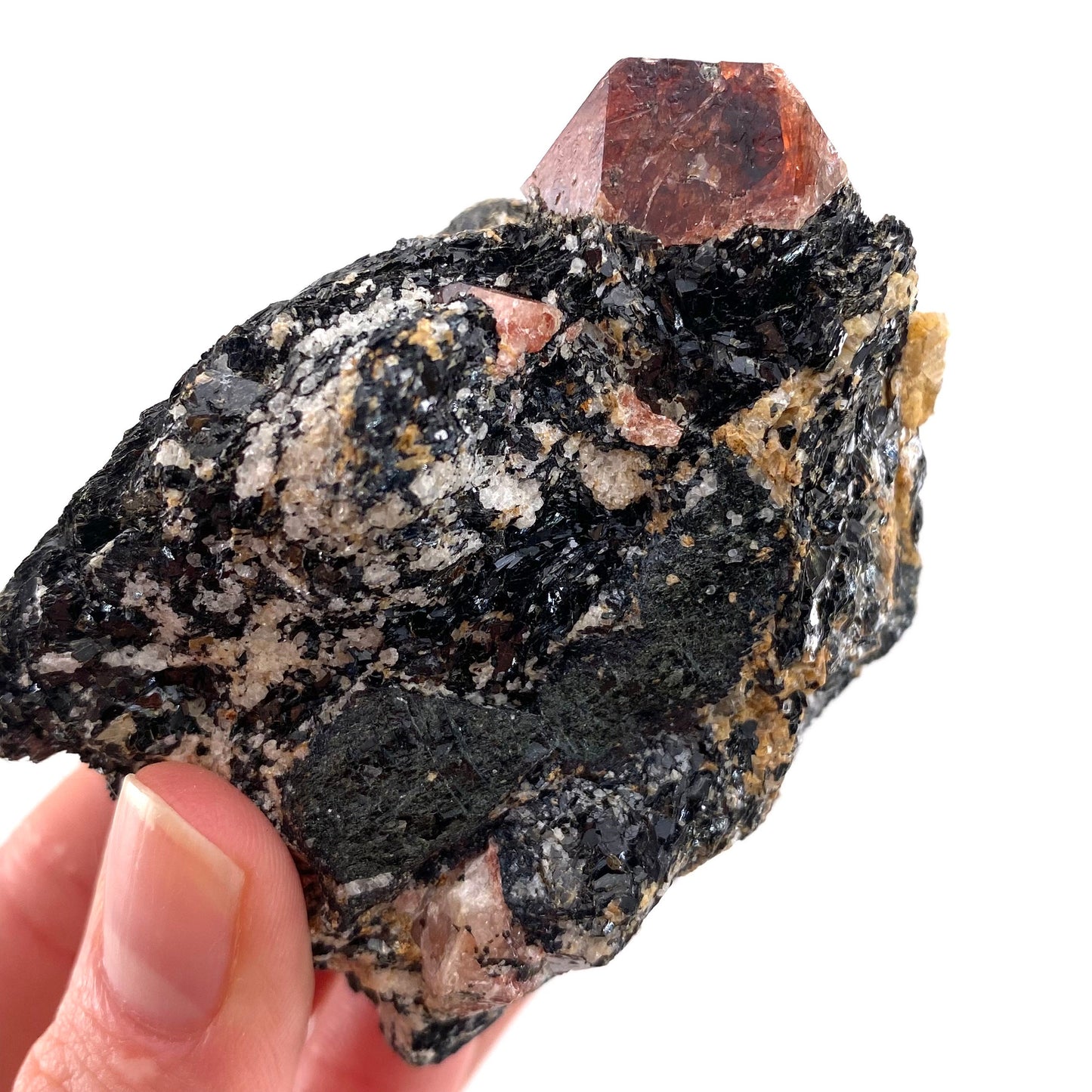 Red Zircon on Matrix (Pakistan) | natural red zircon, raw zircon, zircon crystal, natural crystal, mineral specimen, rare crystals