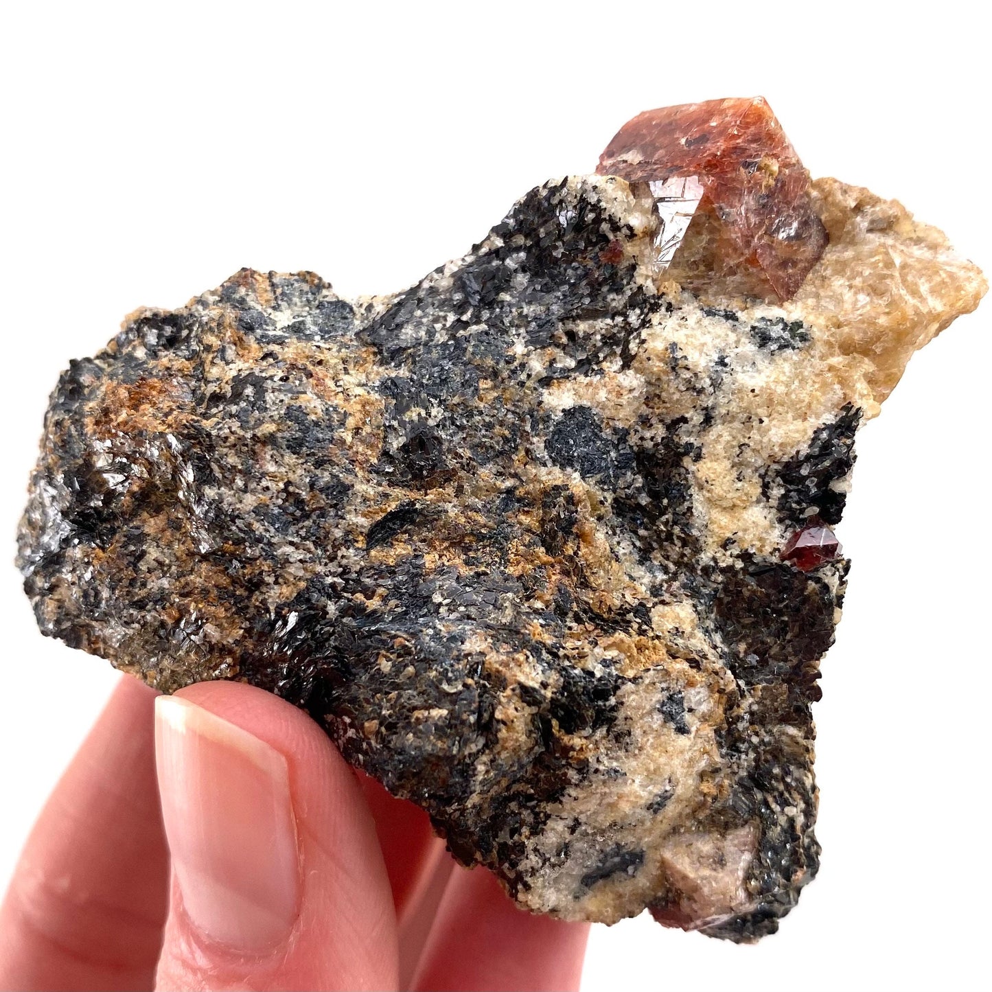 Red Zircon on Matrix (Pakistan) | natural red zircon, raw zircon, zircon crystal, natural crystal, mineral specimen, rare crystals