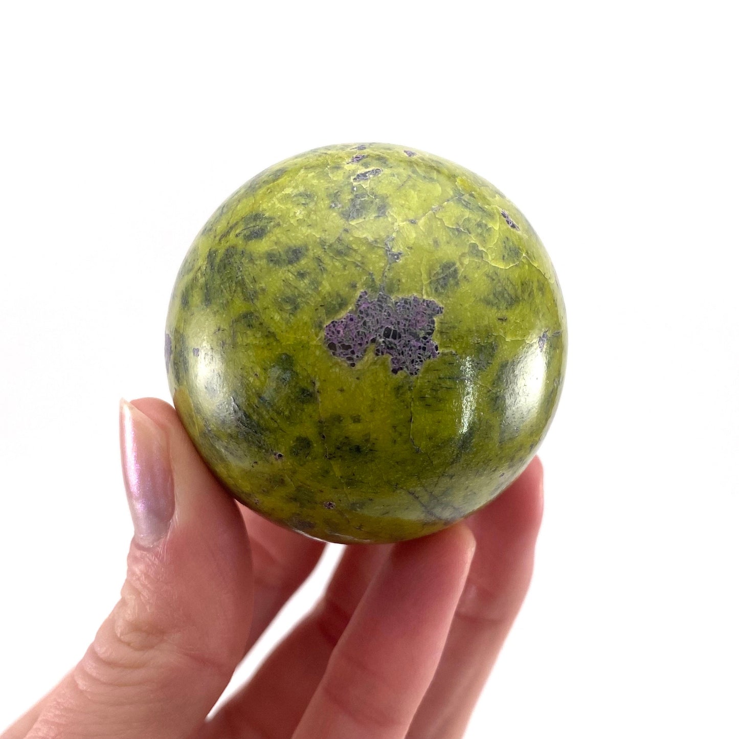 Rare! Atlantisite Sphere | Atlantisite ball, crystal ball, atlantisite crystal, polished stichtite in serpentine, rare crystals