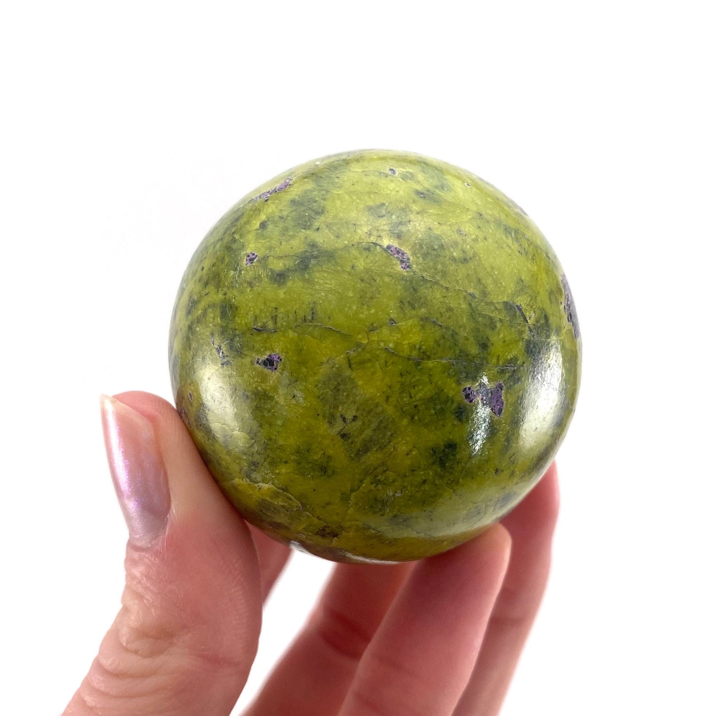 Rare! Atlantisite Sphere | Atlantisite ball, crystal ball, atlantisite crystal, polished stichtite in serpentine, rare crystals