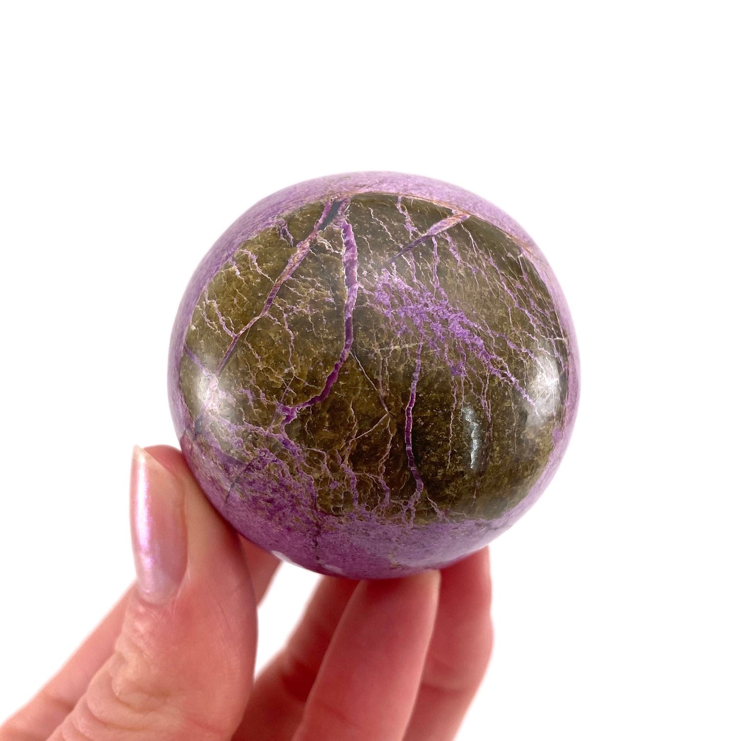 Stichtite Sphere, purple stichtite, polished Stichtite, mineral specimen, stichtite with serpentine, atlantisite