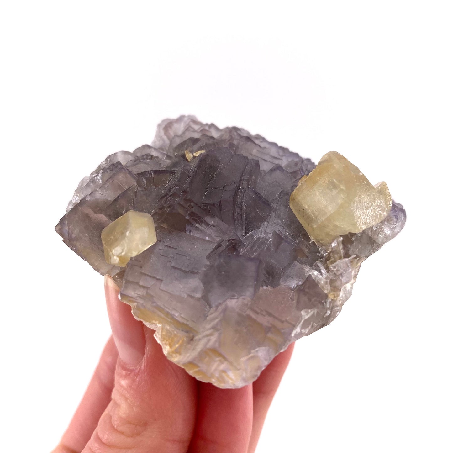 Purple Cubic Fluorite with Calcite (Pakistan) | purple fluorite, raw fluorite, fluorite cluster, purple fluorite