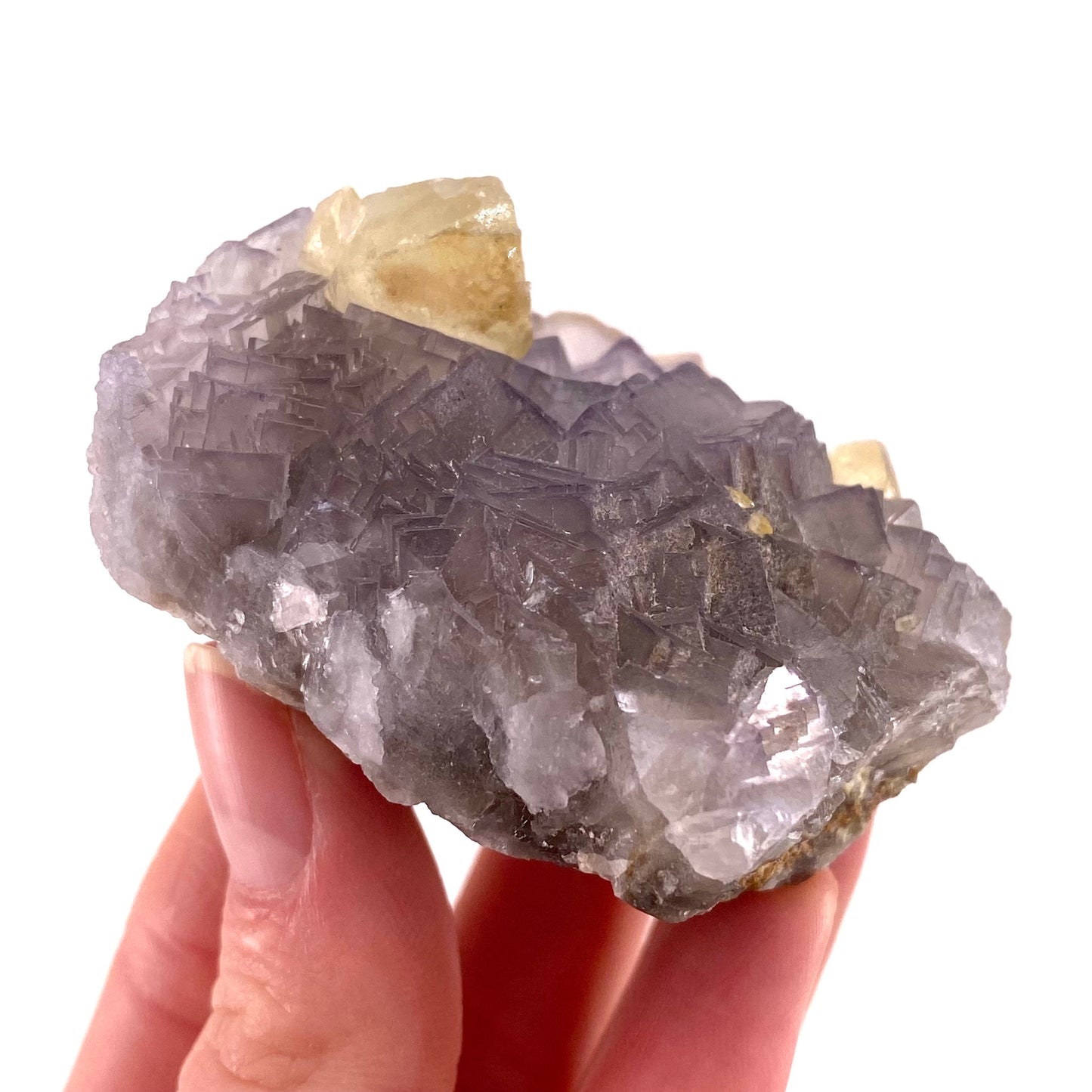 Purple Cubic Fluorite with Calcite (Pakistan) | purple fluorite, raw fluorite, fluorite cluster, purple fluorite