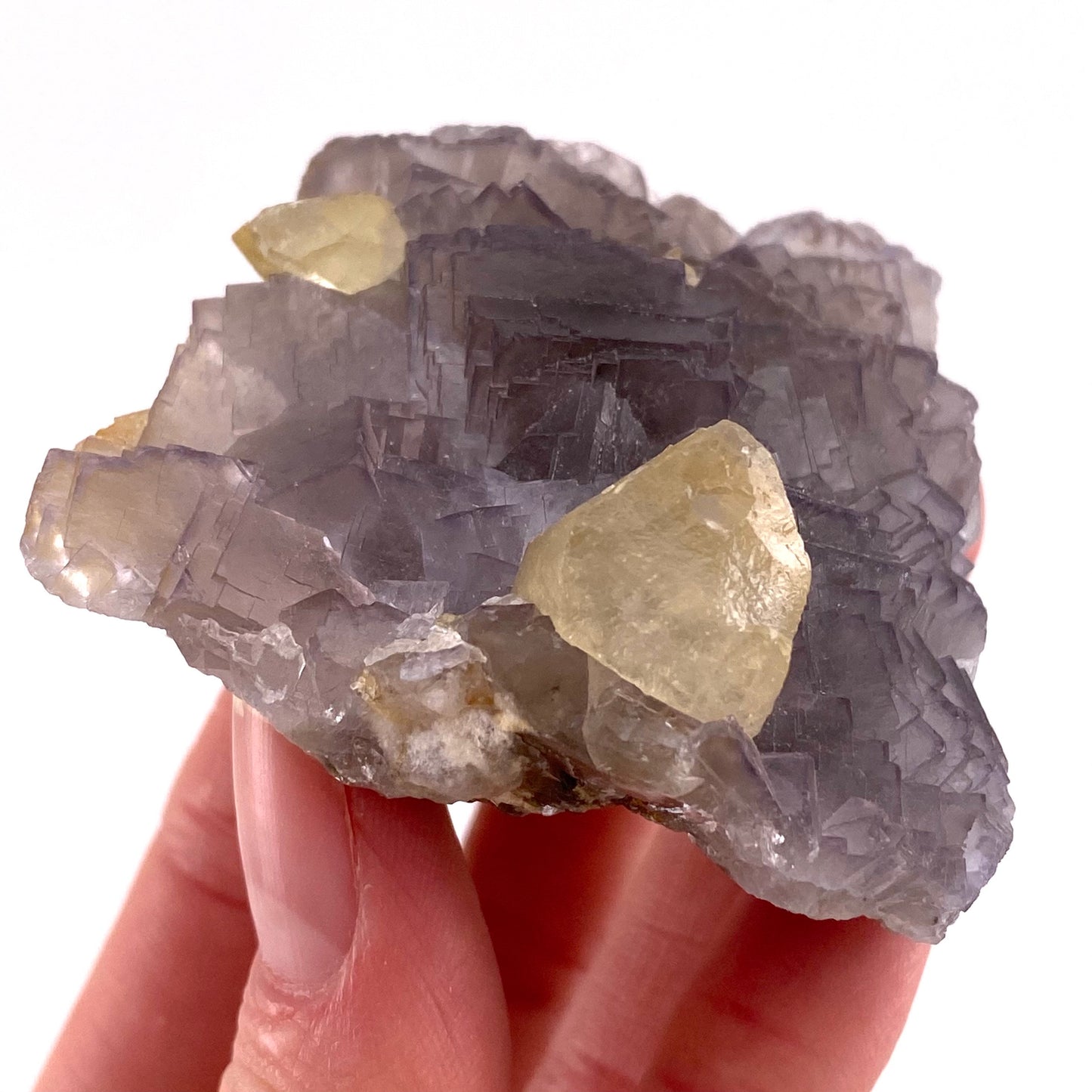 Purple Cubic Fluorite with Calcite (Pakistan) | purple fluorite, raw fluorite, fluorite cluster, purple fluorite