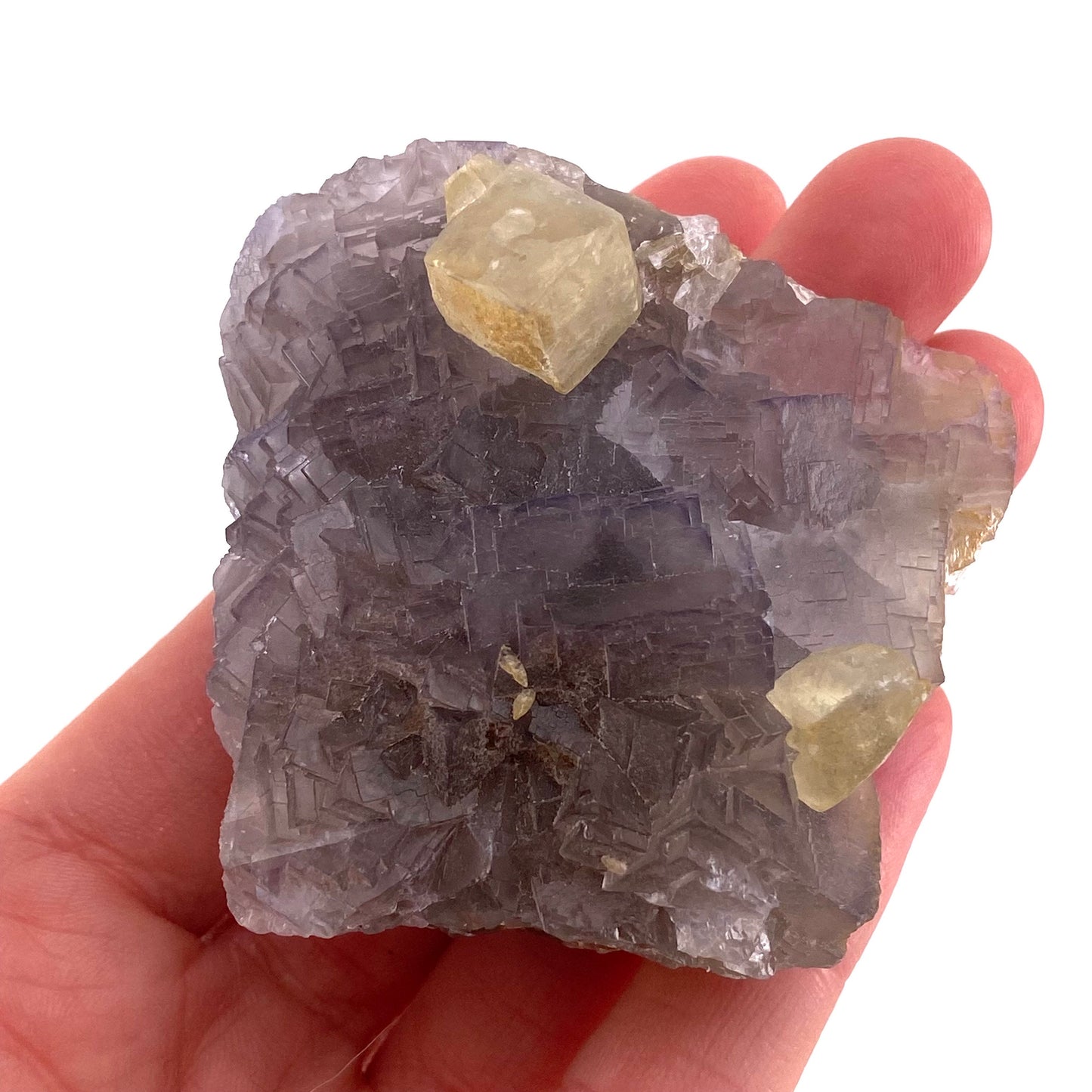 Purple Cubic Fluorite with Calcite (Pakistan) | purple fluorite, raw fluorite, fluorite cluster, purple fluorite