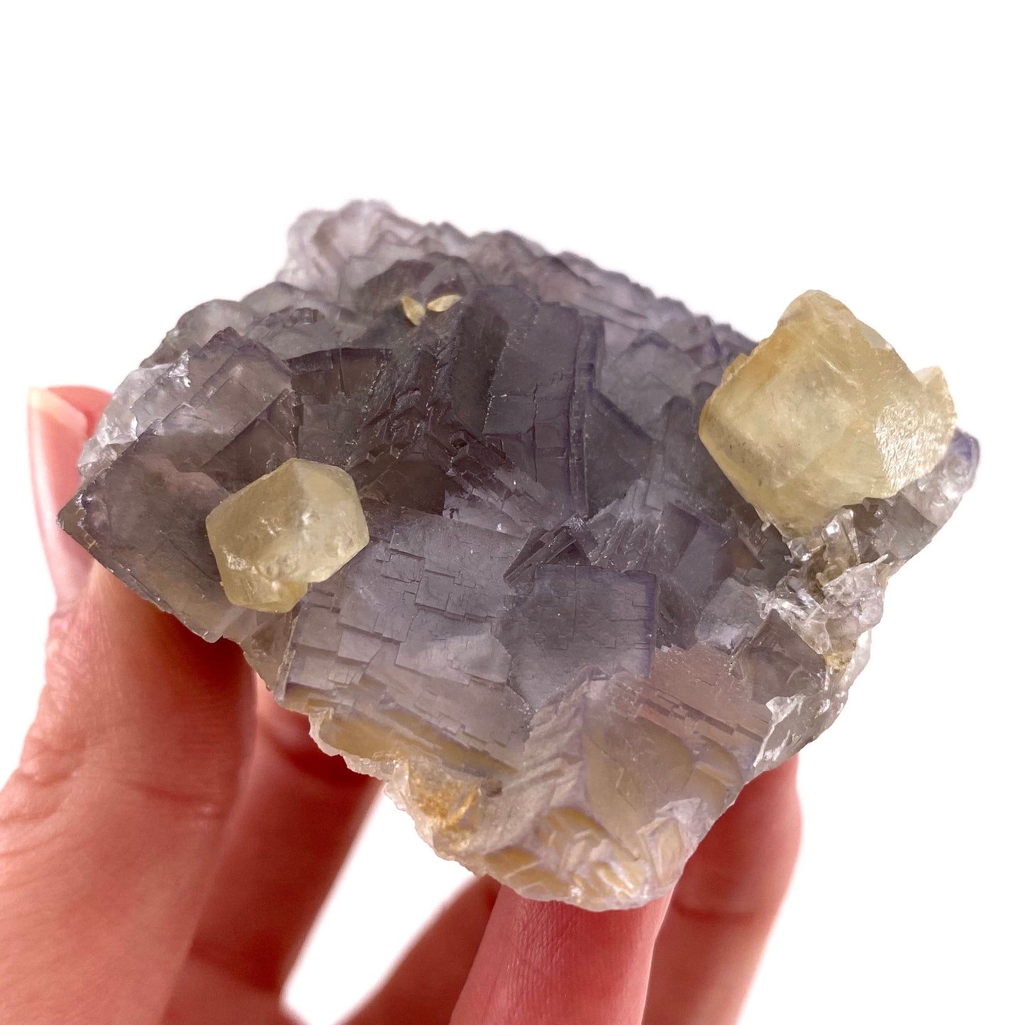 Purple Cubic Fluorite with Calcite (Pakistan) | purple fluorite, raw fluorite, fluorite cluster, purple fluorite