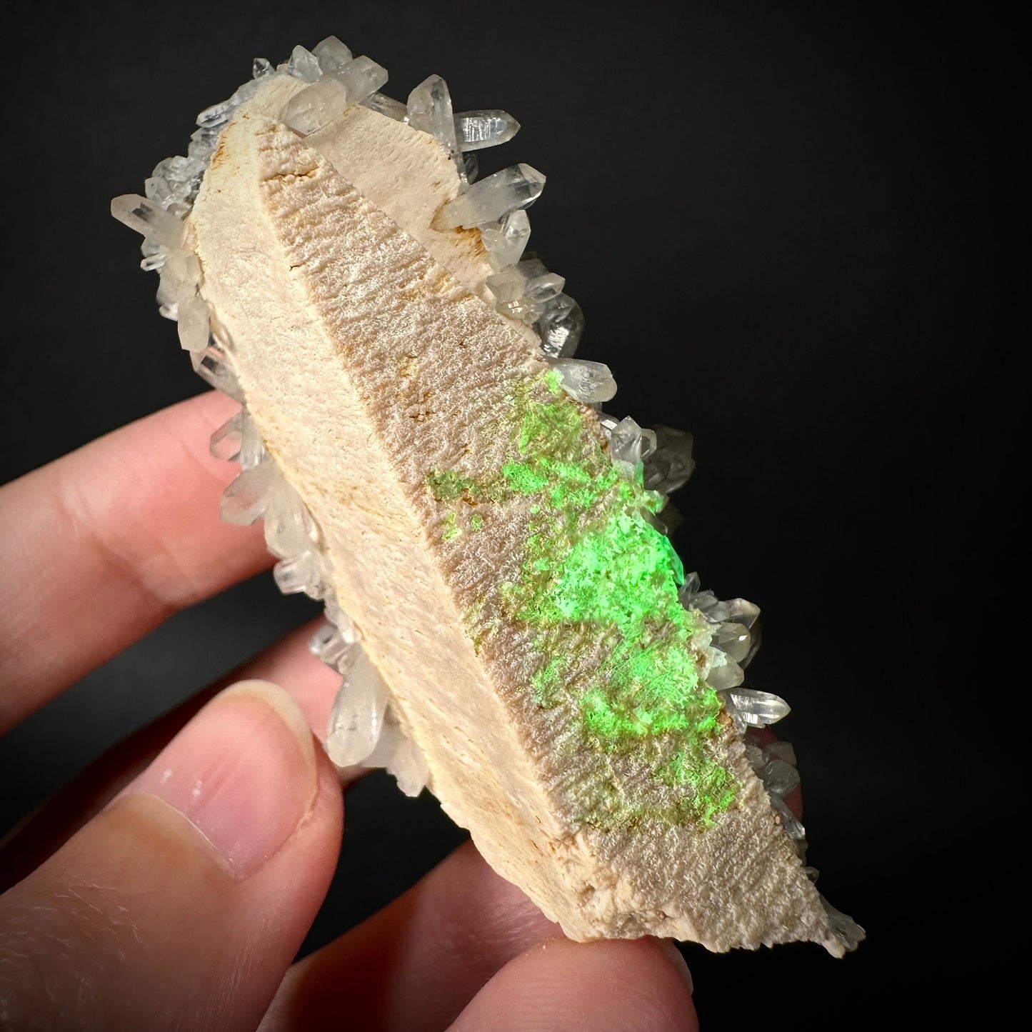 Hyalite Opal & Lattice Quartz on Feldspar (Namibia), UV reactive hyalite opal, smoky quartz crystal, rare minerals, rare crystals