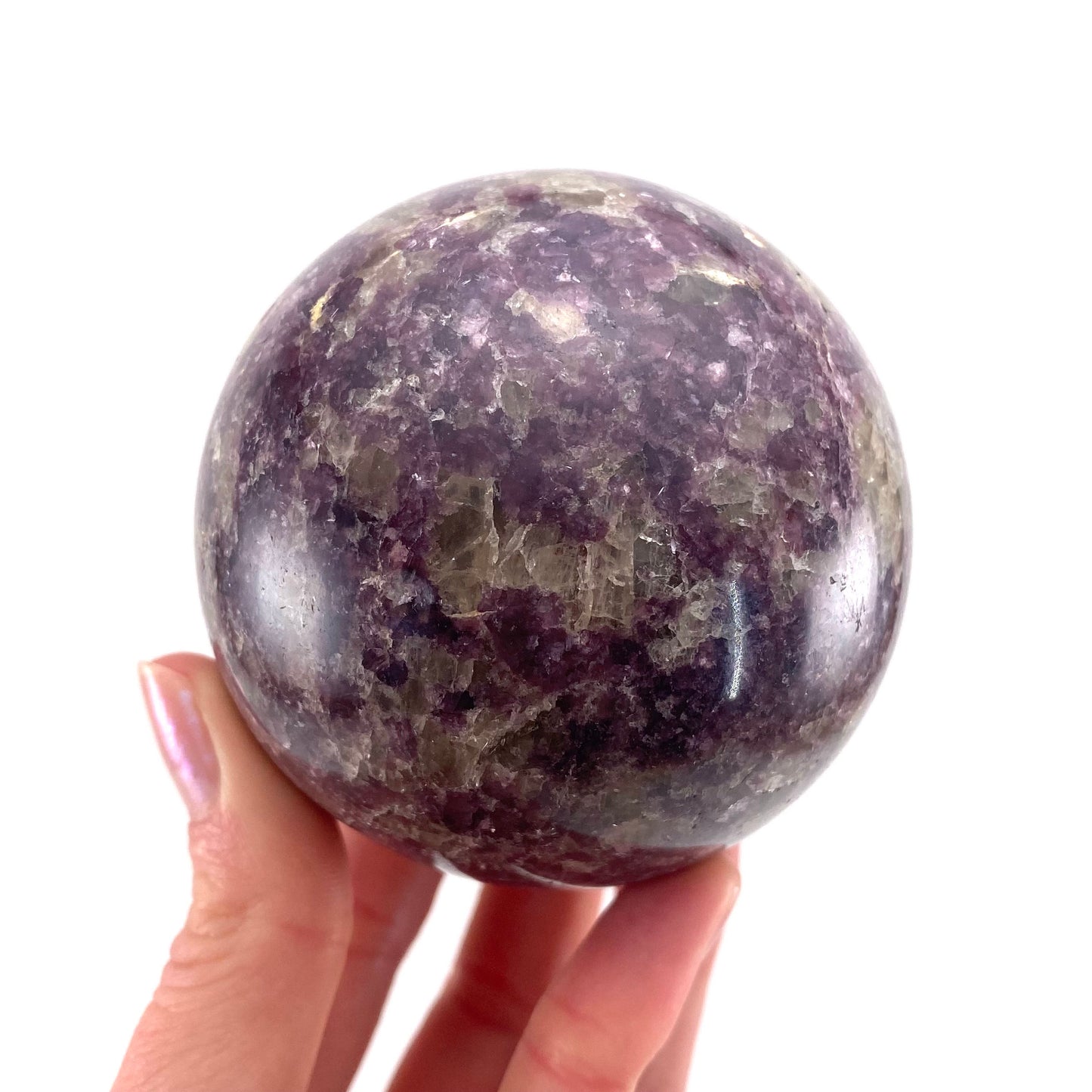 Lepidolite Sphere, crystal ball, lepidolite crystal ball, lepidolite