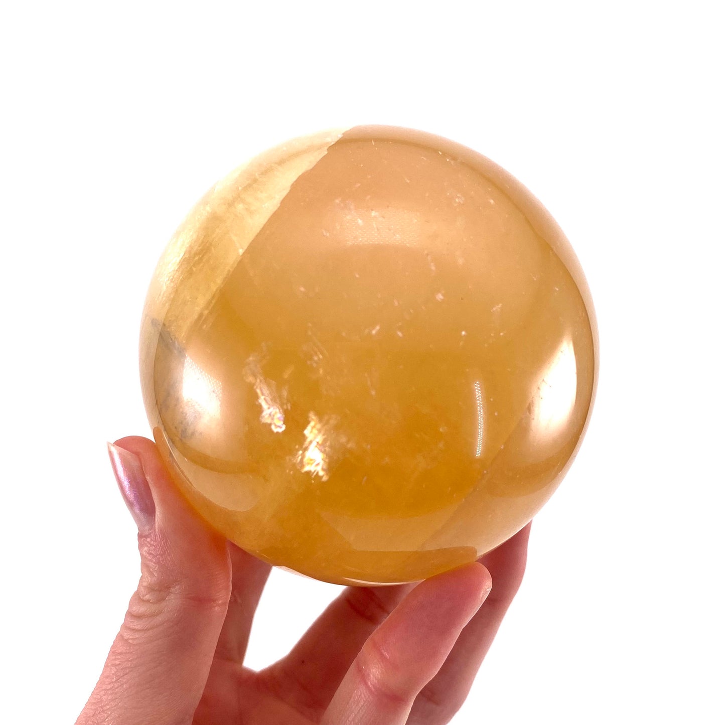 Honey calcite sphere, crystal ball, calcite sphere, honey calcite, yellow calcite