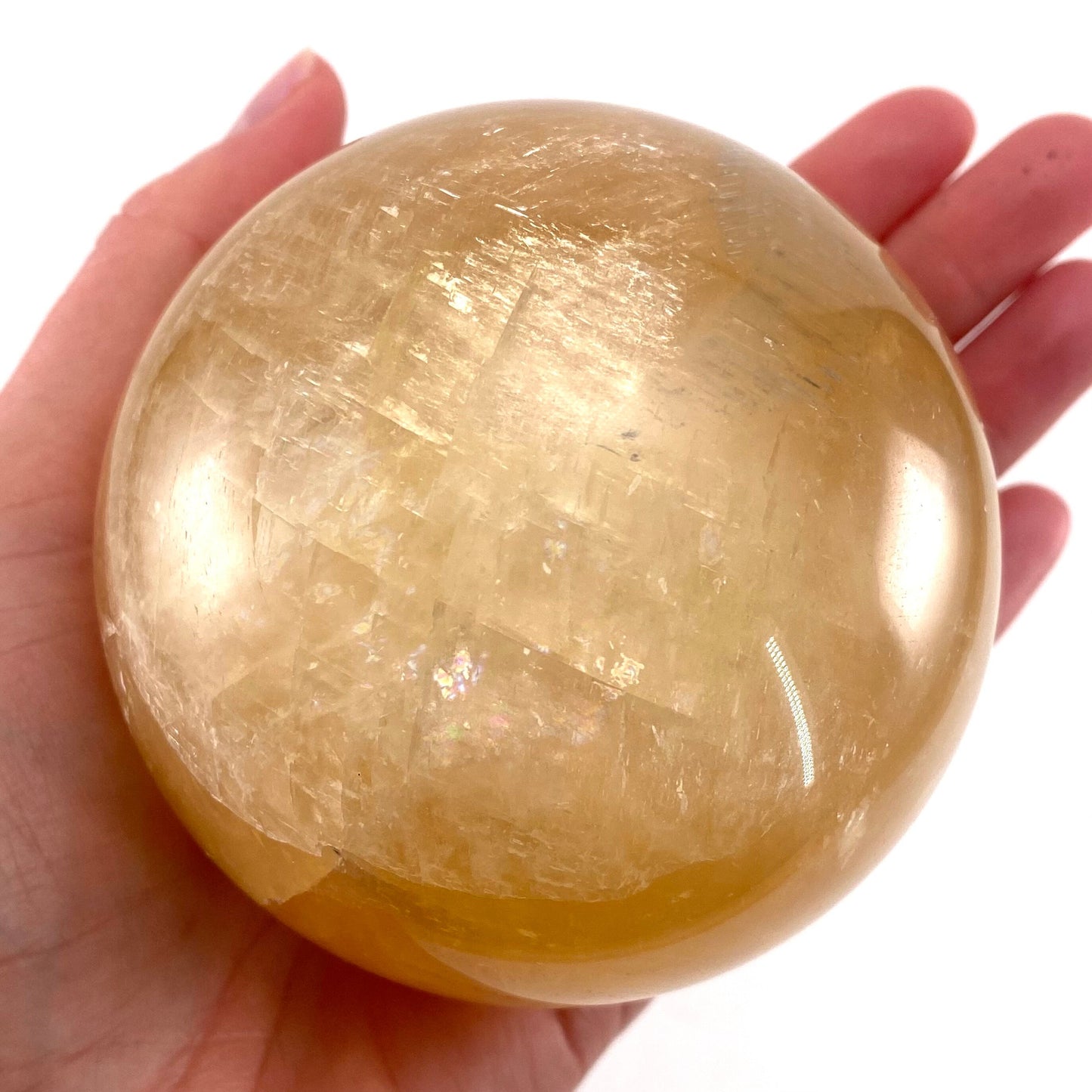Honey calcite sphere, crystal ball, calcite sphere, honey calcite, yellow calcite