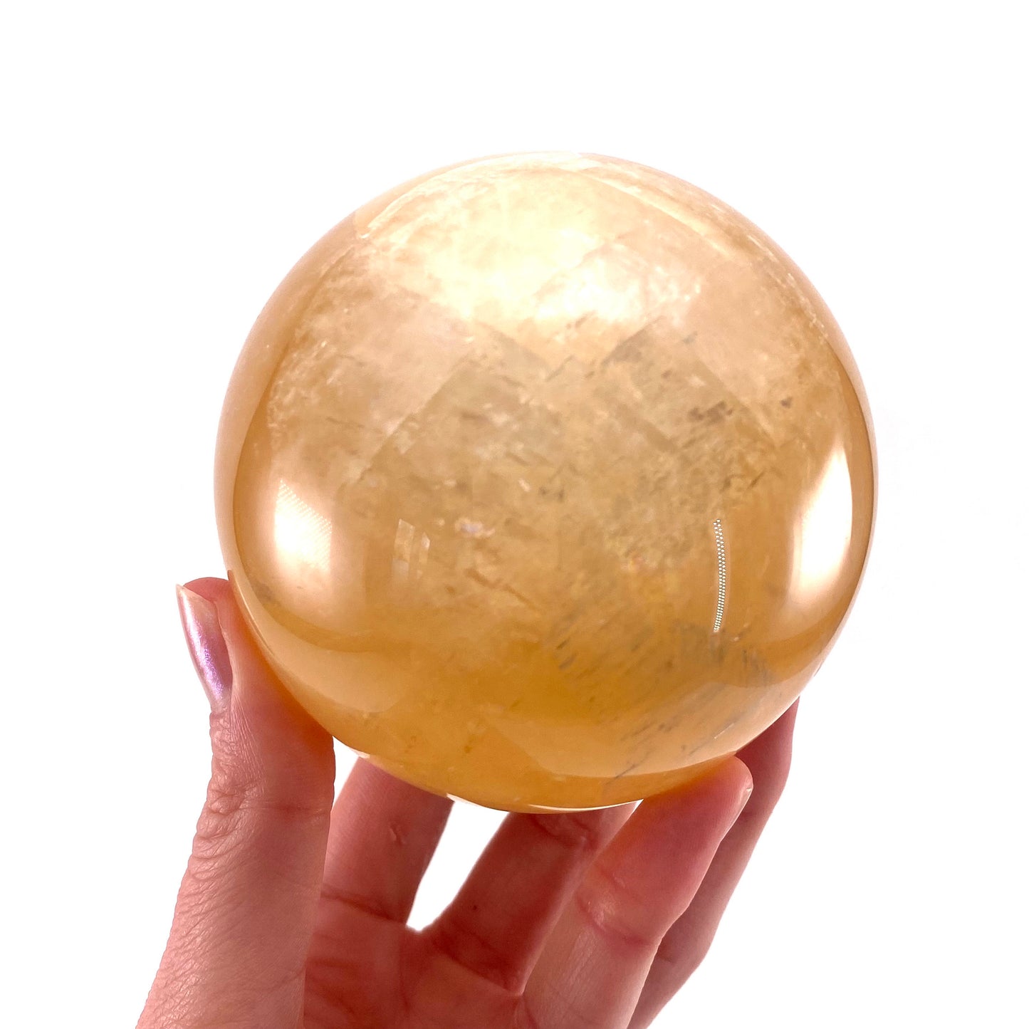 Honey calcite sphere, crystal ball, calcite sphere, honey calcite, yellow calcite