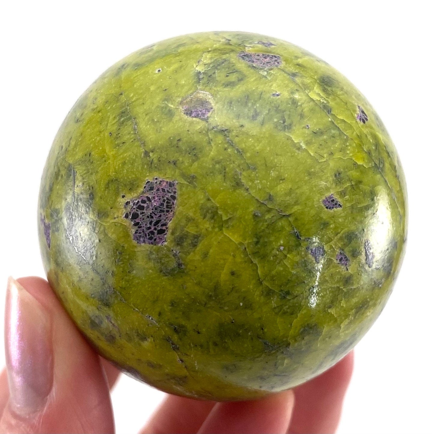 Rare! Atlantisite Sphere | Atlantisite ball, crystal ball, atlantisite crystal, polished stichtite in serpentine, rare crystals