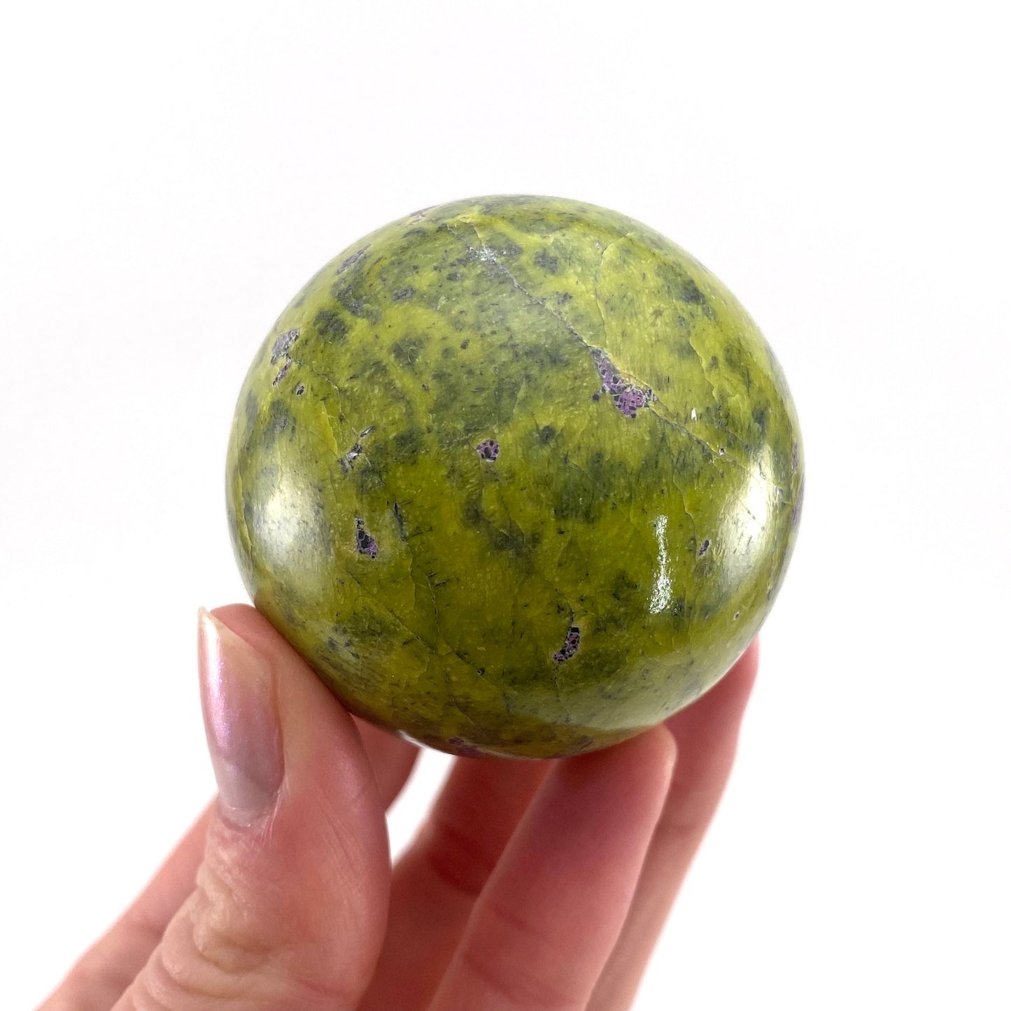 Rare! Atlantisite Sphere | Atlantisite ball, crystal ball, atlantisite crystal, polished stichtite in serpentine, rare crystals