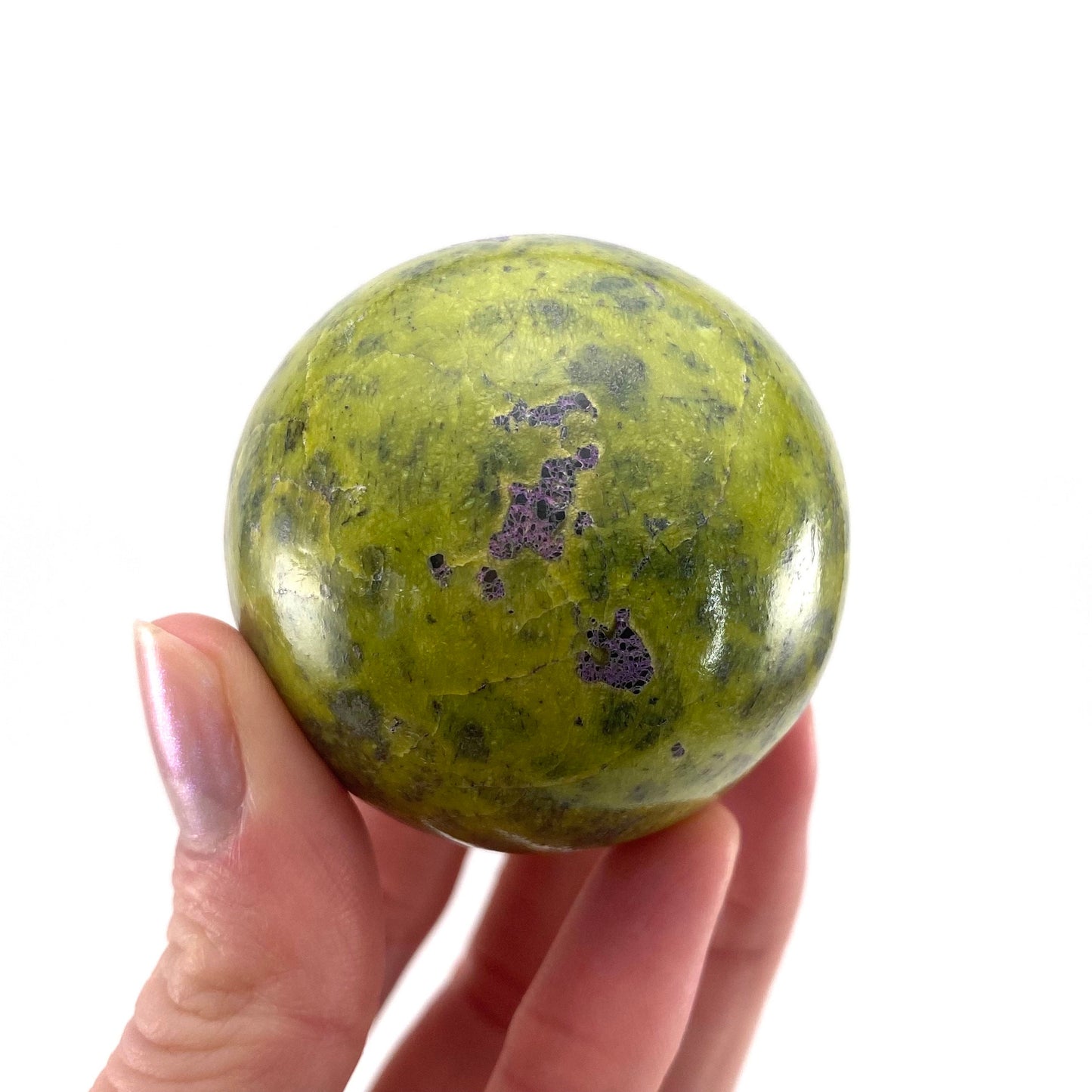 Rare! Atlantisite Sphere | Atlantisite ball, crystal ball, atlantisite crystal, polished stichtite in serpentine, rare crystals