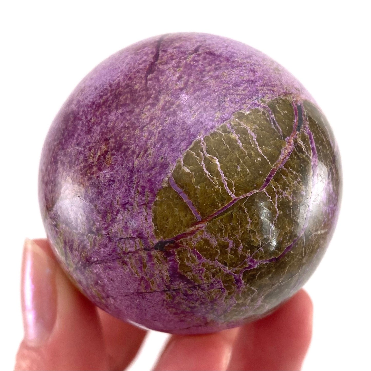 Stichtite Sphere, purple stichtite, polished Stichtite, mineral specimen, stichtite with serpentine, atlantisite