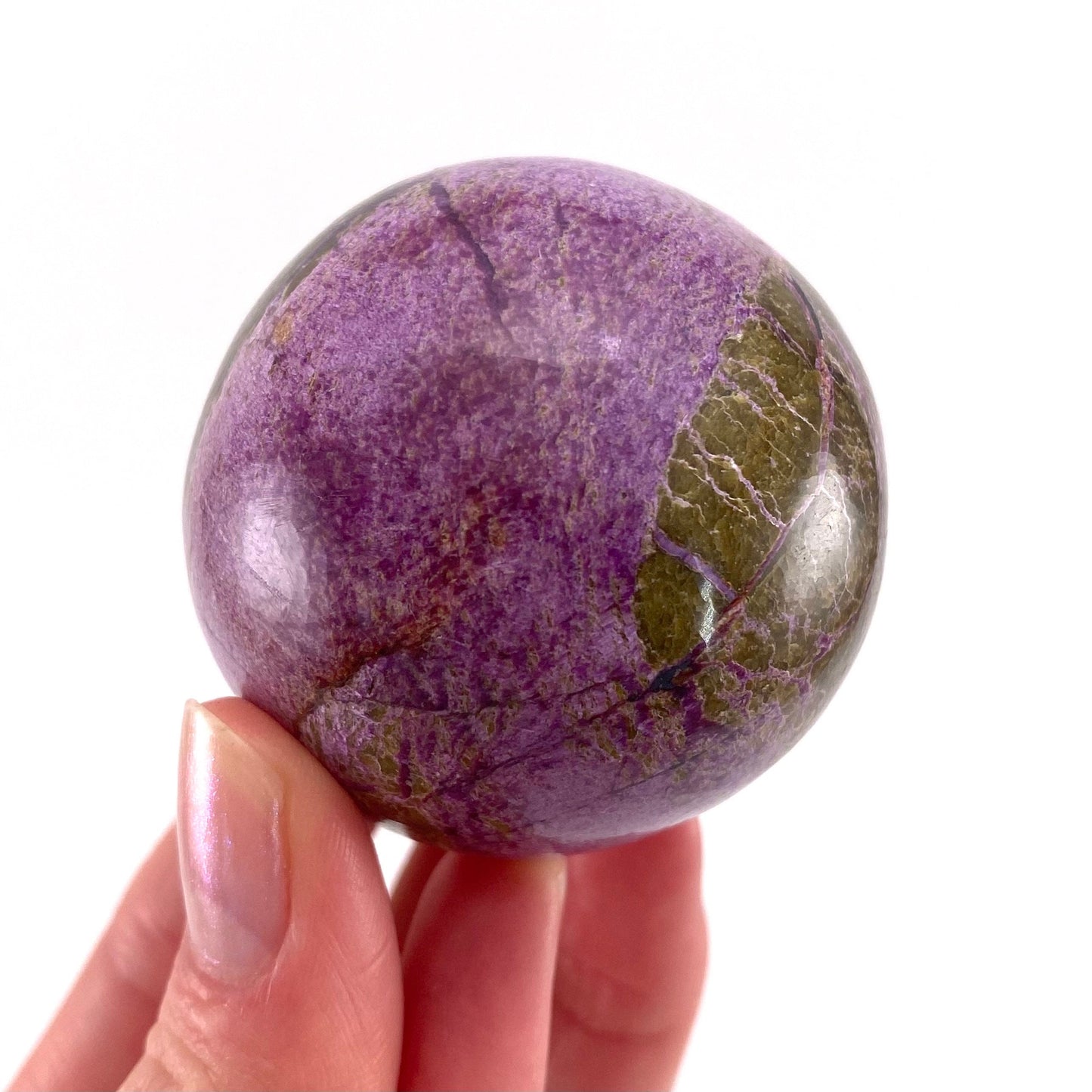 Stichtite Sphere, purple stichtite, polished Stichtite, mineral specimen, stichtite with serpentine, atlantisite