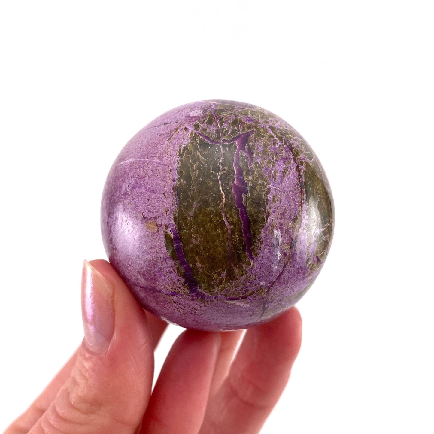 Stichtite Sphere, purple stichtite, polished Stichtite, mineral specimen, stichtite with serpentine, atlantisite