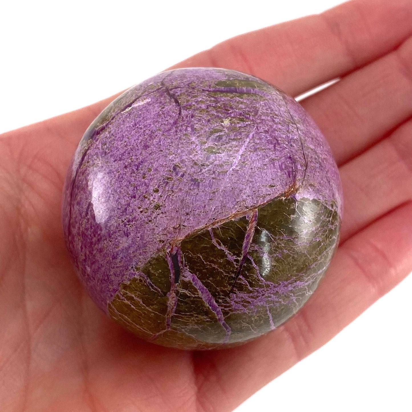 Stichtite Sphere, purple stichtite, polished Stichtite, mineral specimen, stichtite with serpentine, atlantisite