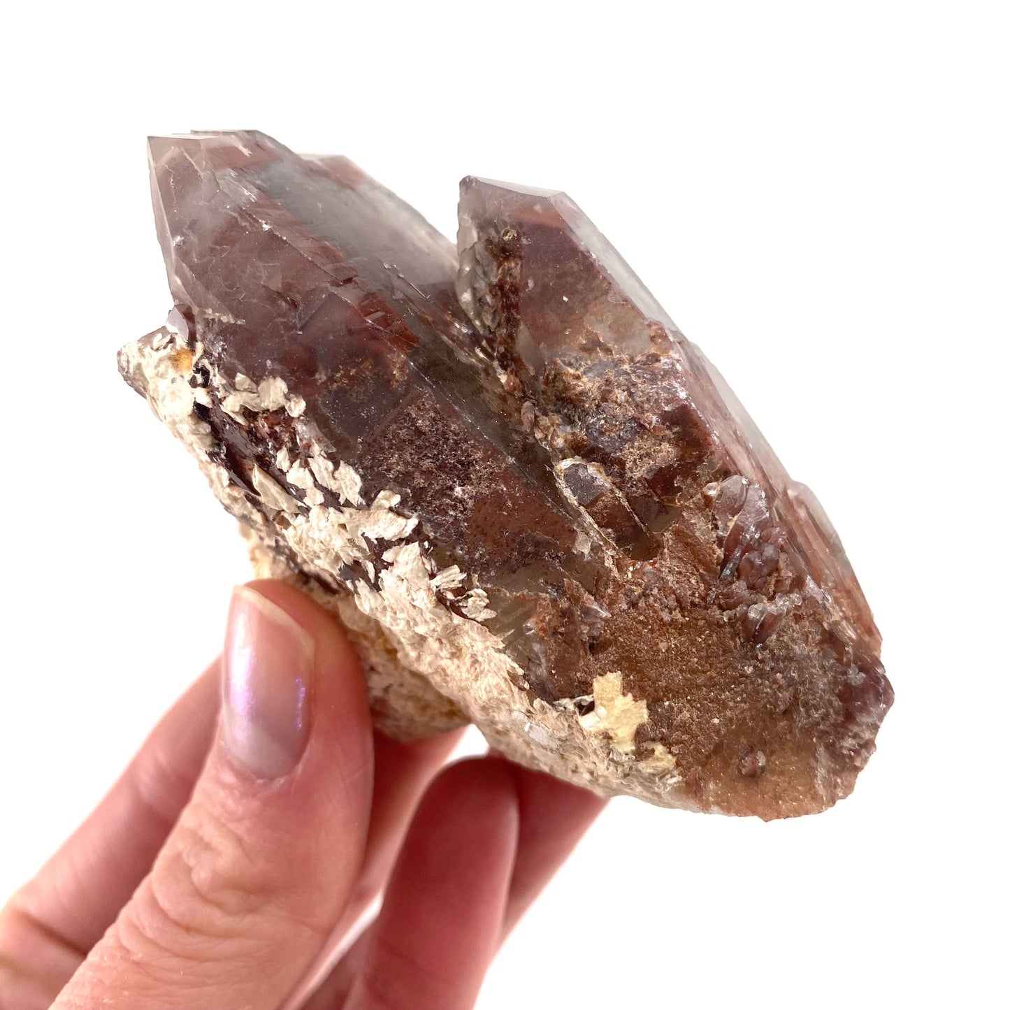 Red Hematite Quartz Cluster (Zimbabwe), quartz crystal, hematite quartz point, red phantom quartz, fire quartz