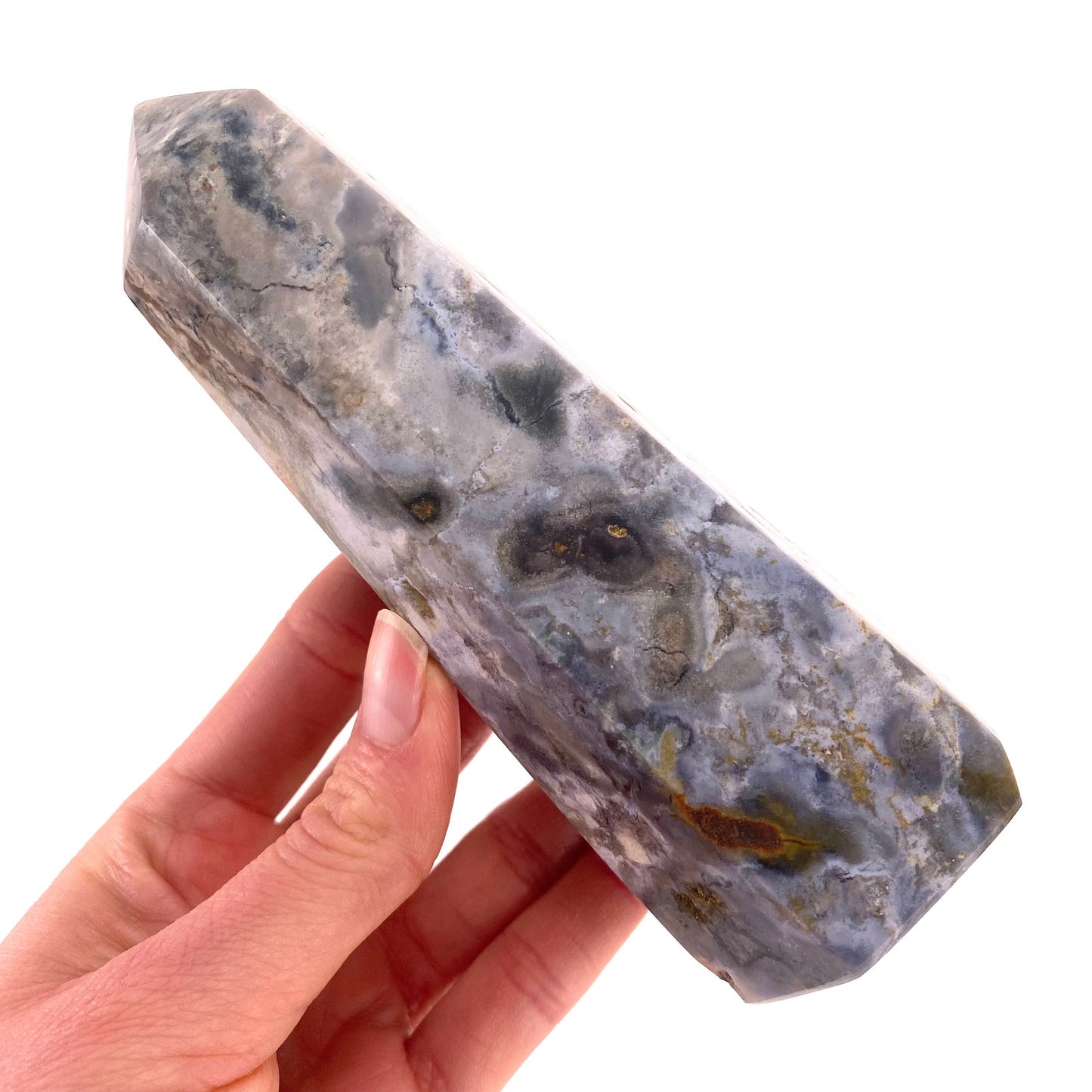 Ocean Jasper Point, orbicular jasper point, crystal point, ocean jasper crystal, orbicular jasper